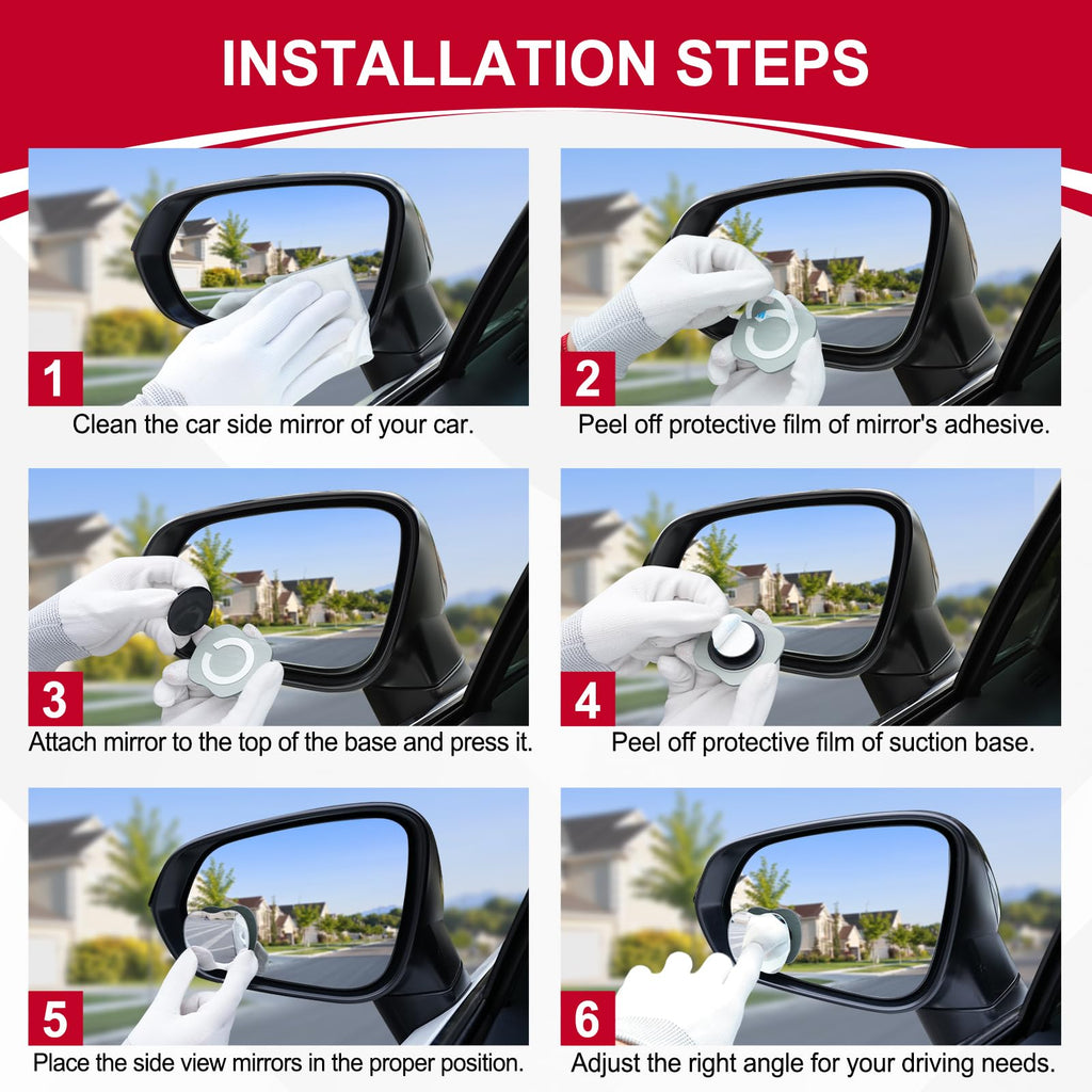 LivTee Adjustable Wide-Angle Blind Spot Mirror Pair