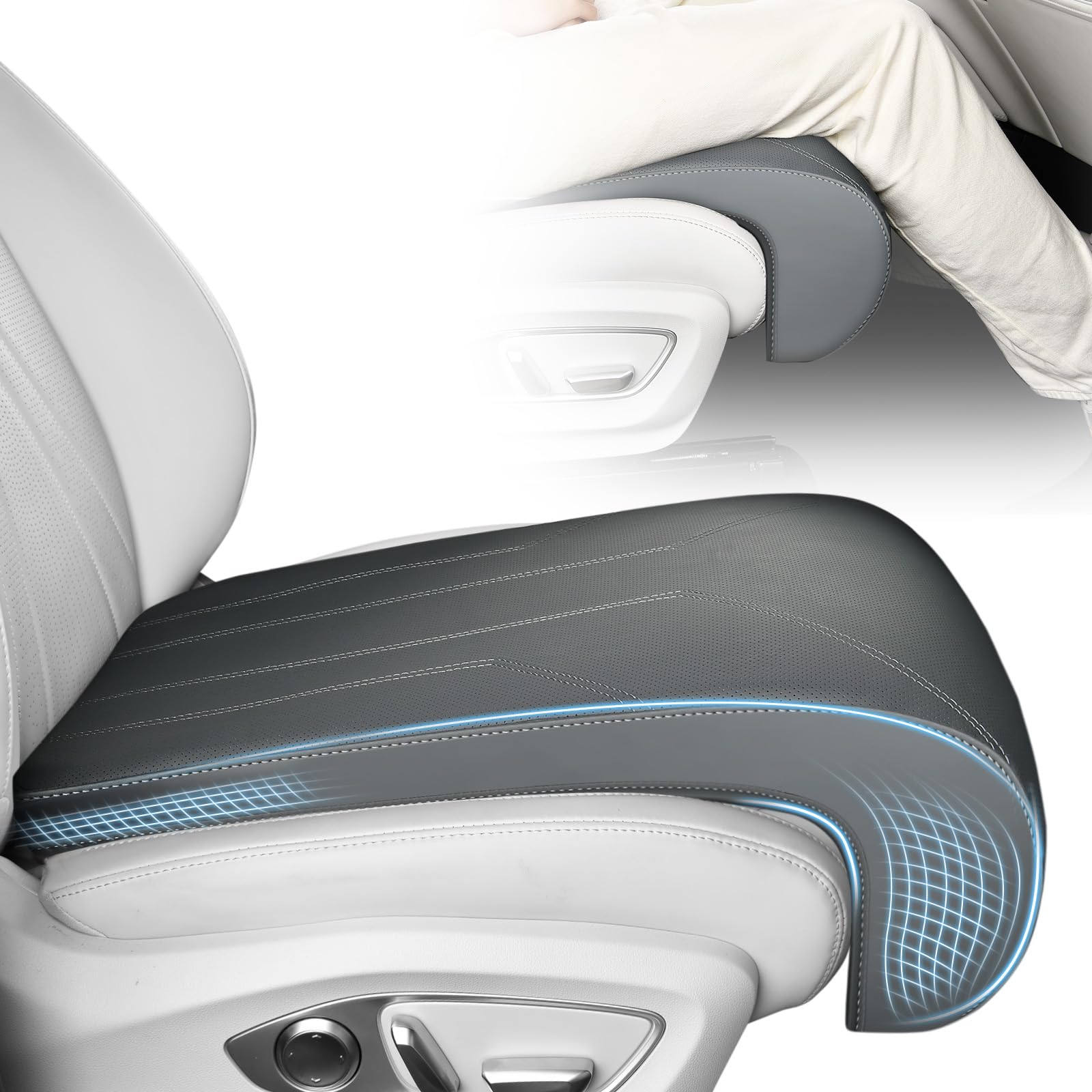 FLORICH Memory Foam Car Seat Extender & Leg Support Cushion