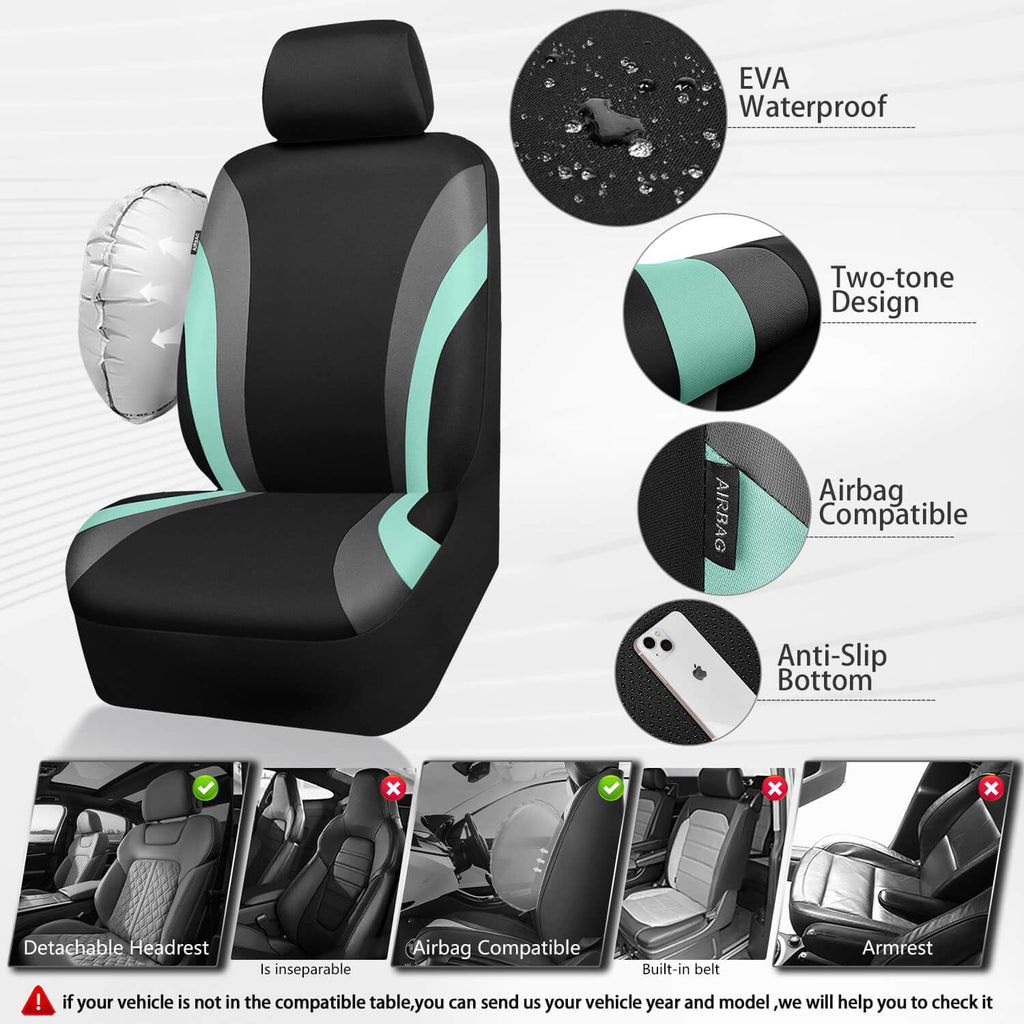CAR PASS Line Rider Sporty Front Seat Covers,Car Seat Covers Front Seats Only,Airbag Compatible,Universal Fit Sedans,Cars,Vans