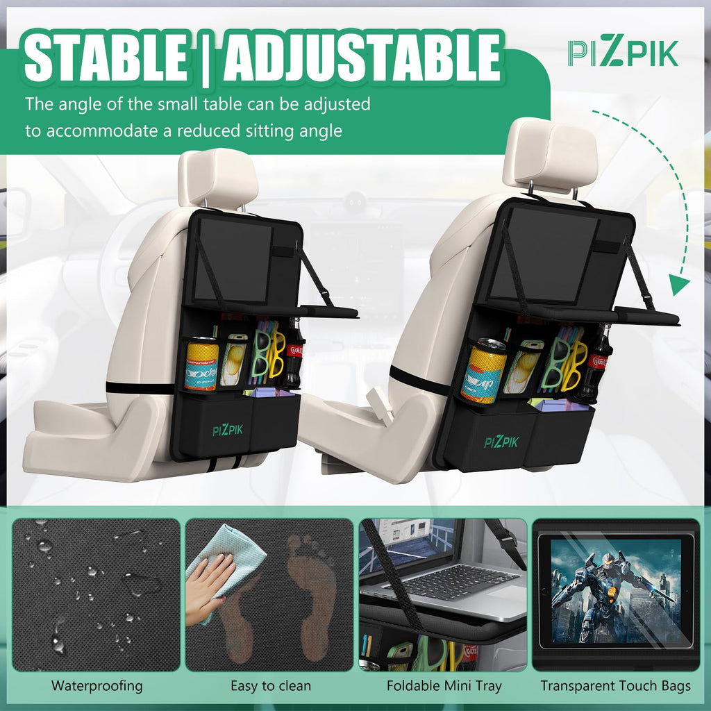 Plzpik Backseat Organizer with Tablet Holder & Foldable Tray