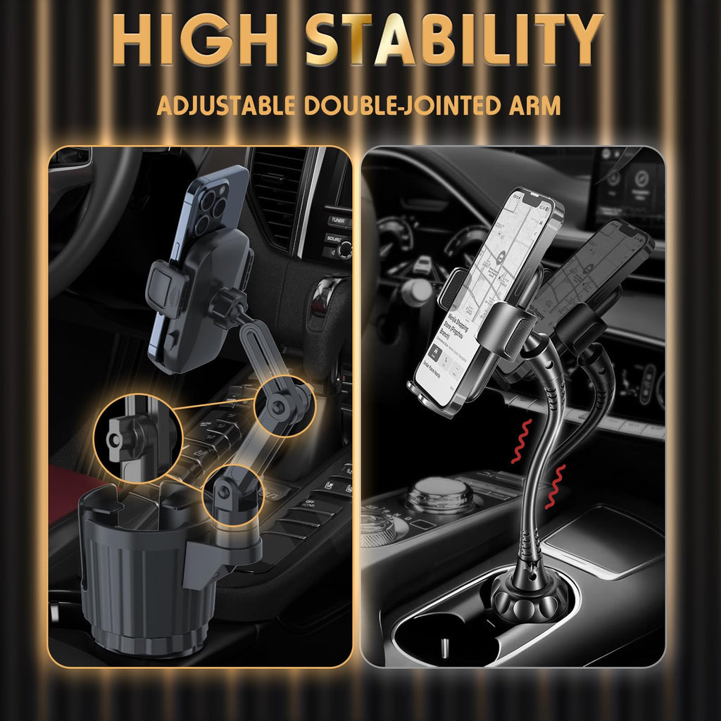 Bokilino 2-in-1 Adjustable Cup Holder Phone Mount