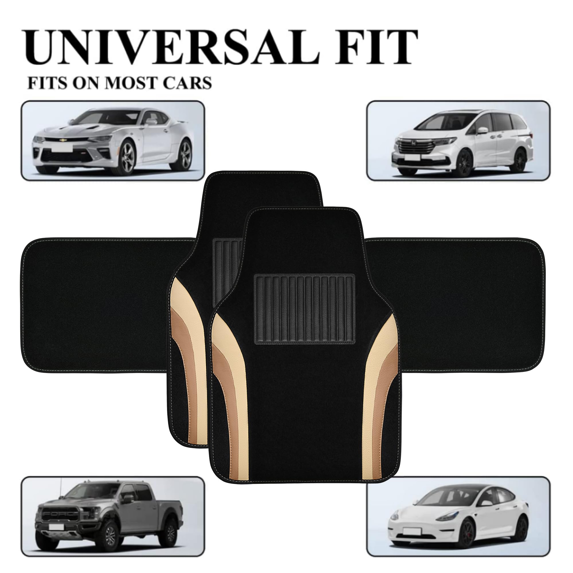 CAR PASS Rainbow Waterproof Sporty Universal Car Floor Mats,Fit for Car Truck SUV