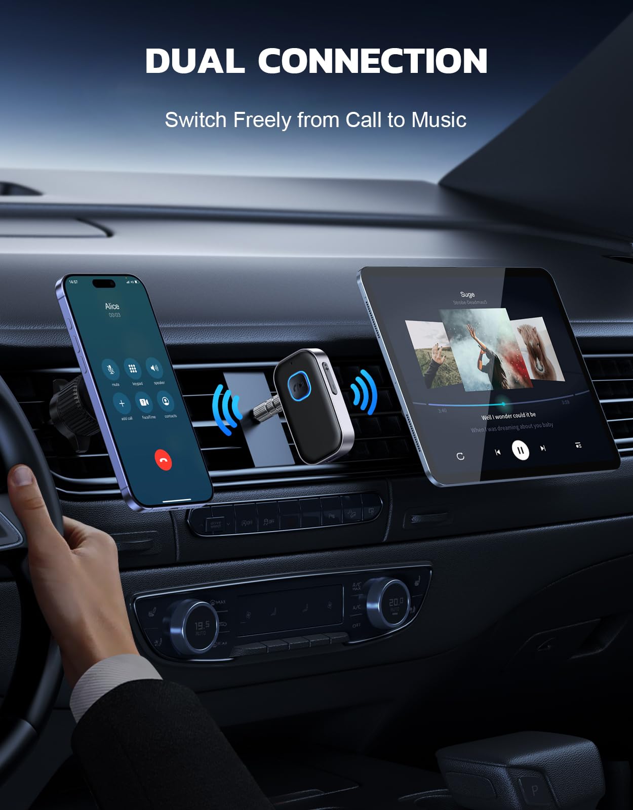 COMSOON Bluetooth Car Audio Receiver and AUX Adapter