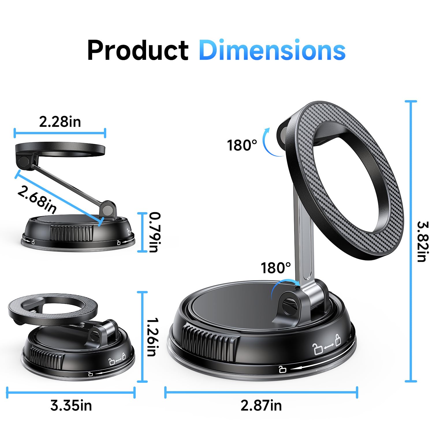 ANDERY 360° MagSafe Magnetic Car Phone Mount with Suction