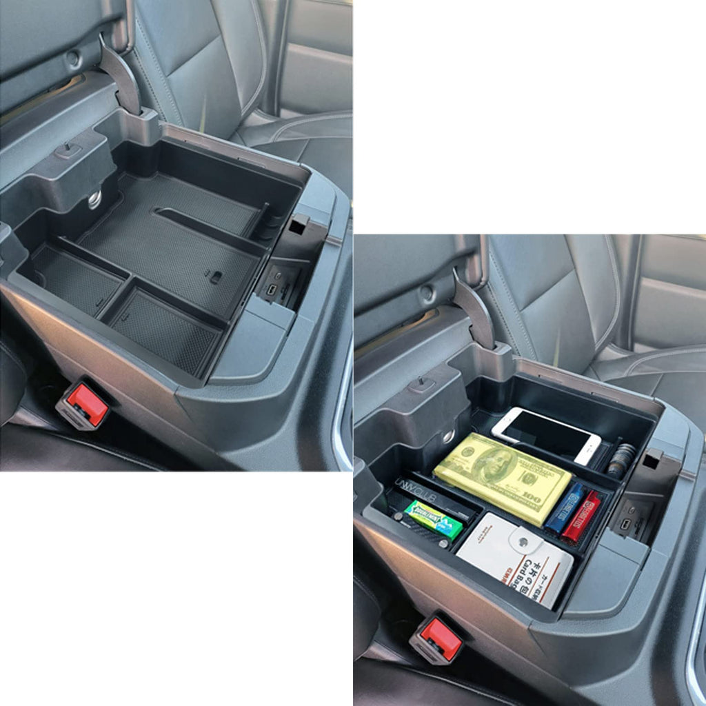 Full Size Center Console Organizer Tray Compatible with 2019-2022 Chevy Silverado/GMC Sierra 1500 and 2020 2021 2022 Silverado/Sierra 2500HD 3500HD Accessories -Full Console w/Bucket Seats ONLY