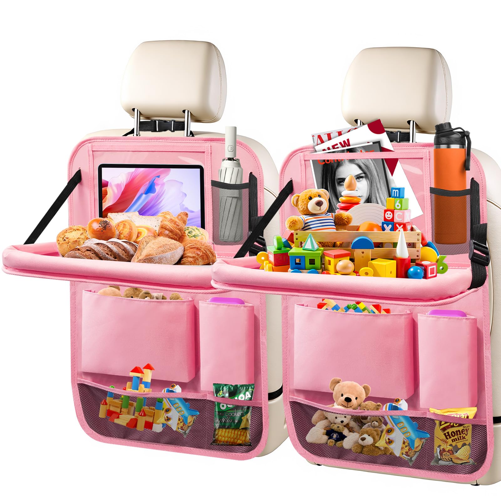 Zecirl 2-Pack Backseat Organizers with Foldable Tray