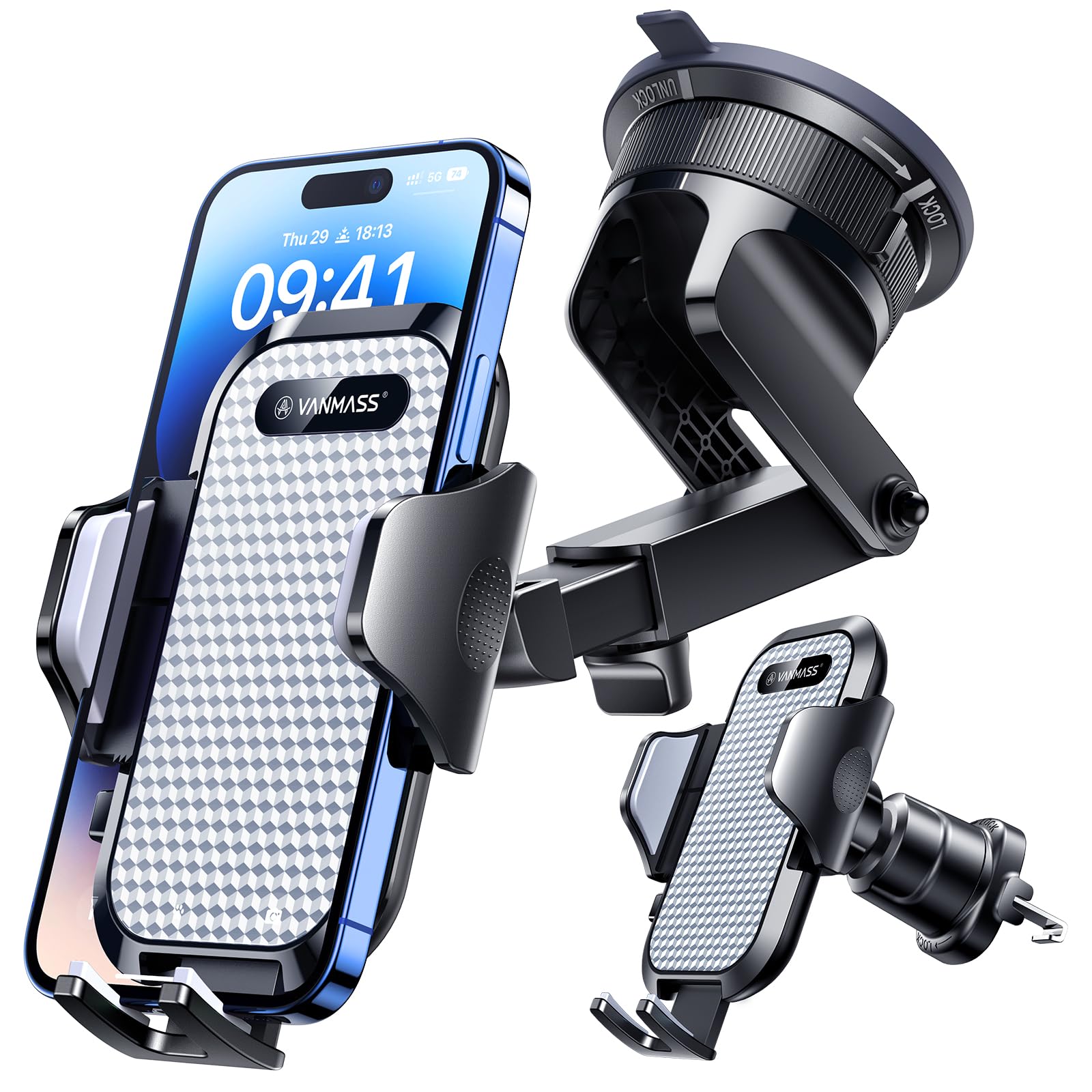 VANMASS Military-Grade Suction Car Phone Mount