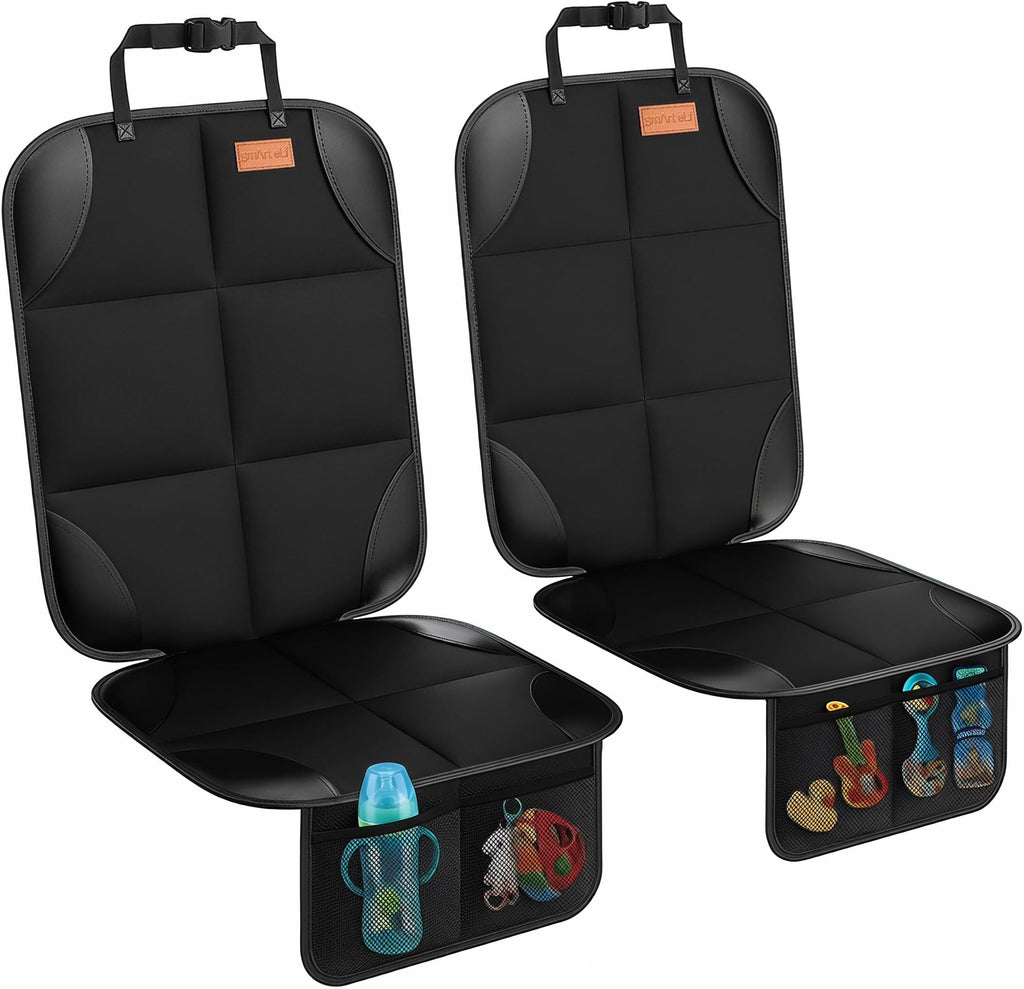 SMART ELF Car Seat Protector, Thickest Padding and Non-Slip Backing 2 Mesh Pockets for Baby and Pet, Durable 600D Fabric Waterproof Car Seat Cover