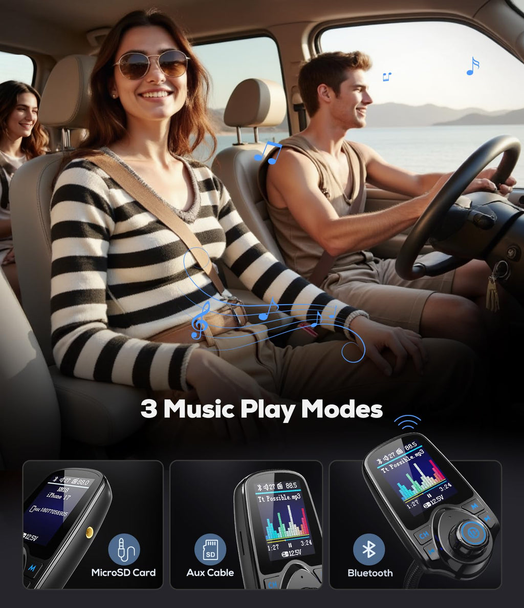 Nulaxy KM18 Bluetooth FM Transmitter with Color Display