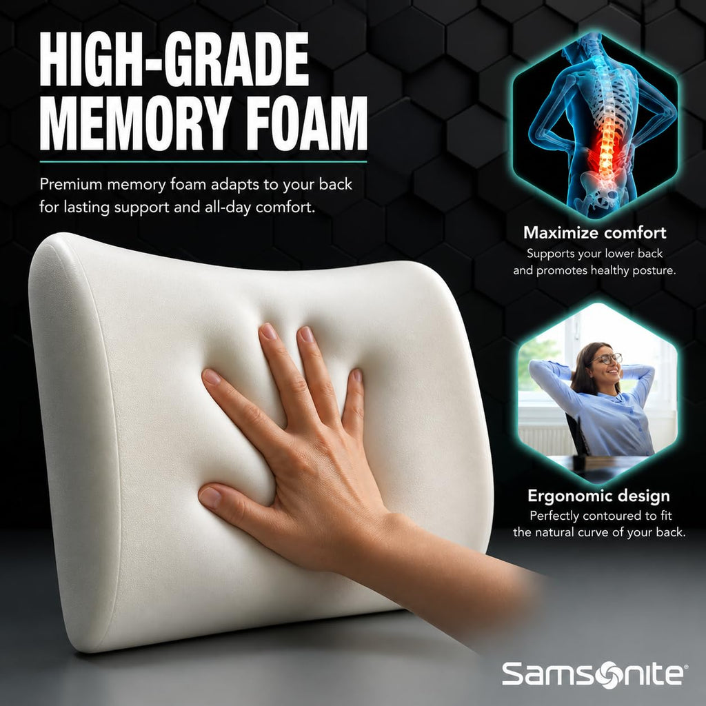 Samsonite Memory Foam Lumbar Support Pillow for Car Seats