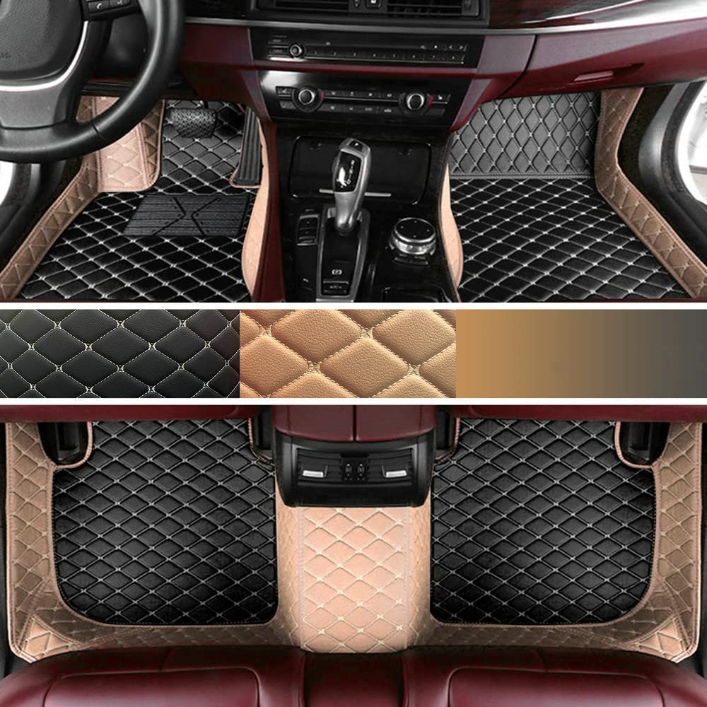Custom Personalized Floor Mats for Cars - Luxury Full Coverage All Weather Mats, Anti-Slip Leather Mat Set, Fit for 99% of Cars, SUVs & Trucks