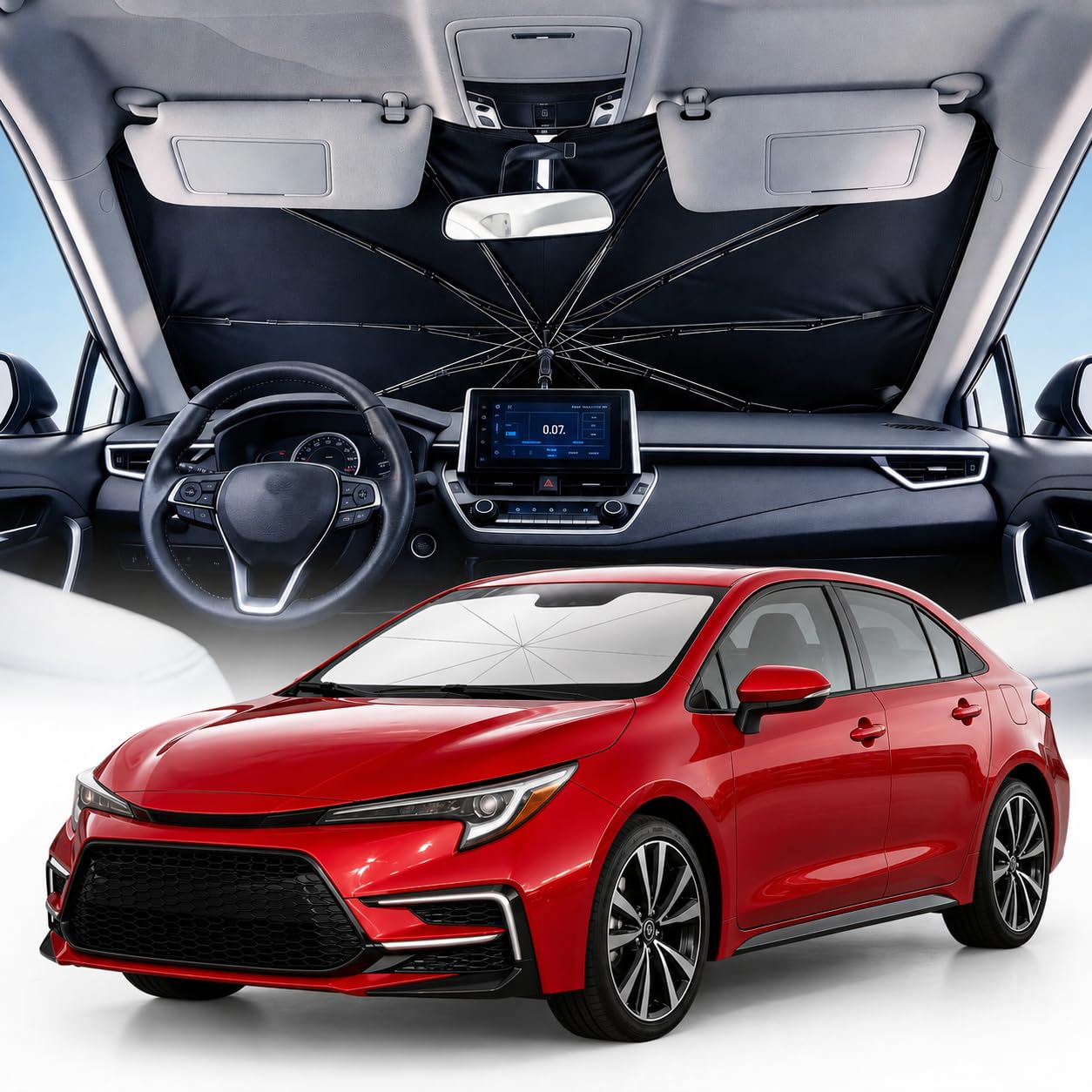 Weektic 2026 Upgraded Custom-Fit Windshield Sun Shade