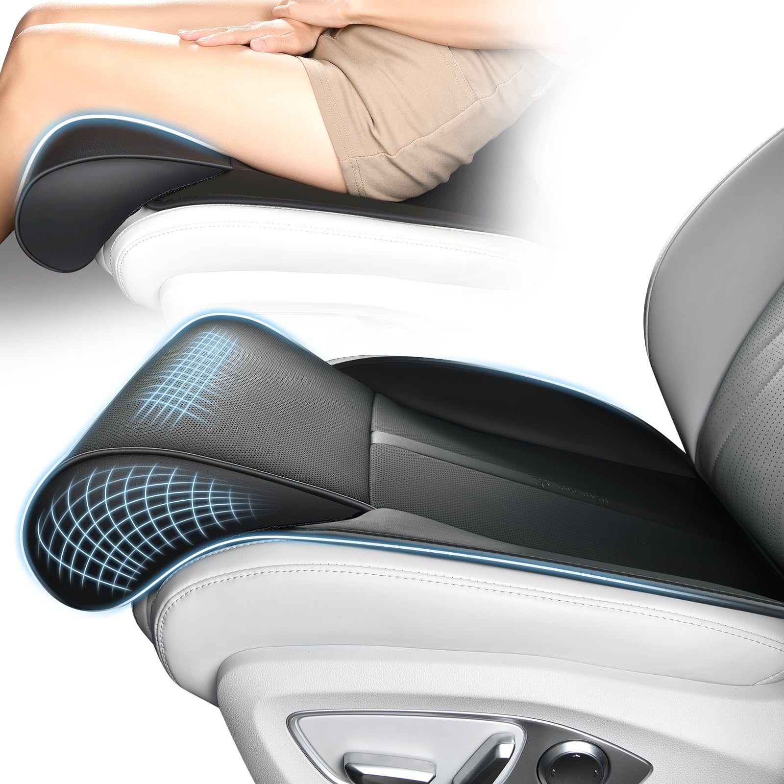 FLORICH Memory Foam Car Seat Extender & Leg Support Cushion