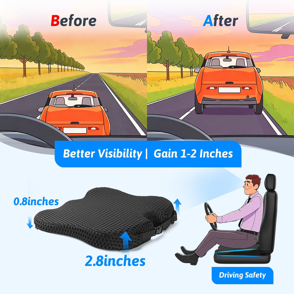 Memory Foam Wedge Car Seat Cushion for Drivers