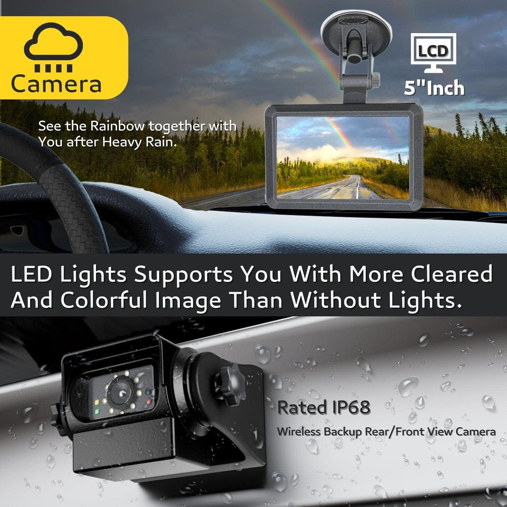 EWAY Dual 1080P Magnetic Wireless Backup Camera System