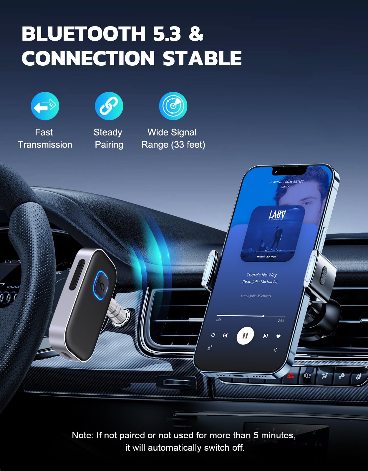 COMSOON Bluetooth Car Audio Receiver and AUX Adapter