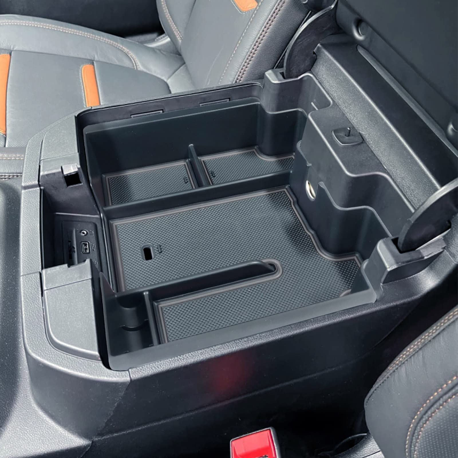 Full Size Center Console Organizer Tray Compatible with 2019-2022 Chevy Silverado/GMC Sierra 1500 and 2020 2021 2022 Silverado/Sierra 2500HD 3500HD Accessories -Full Console w/Bucket Seats ONLY