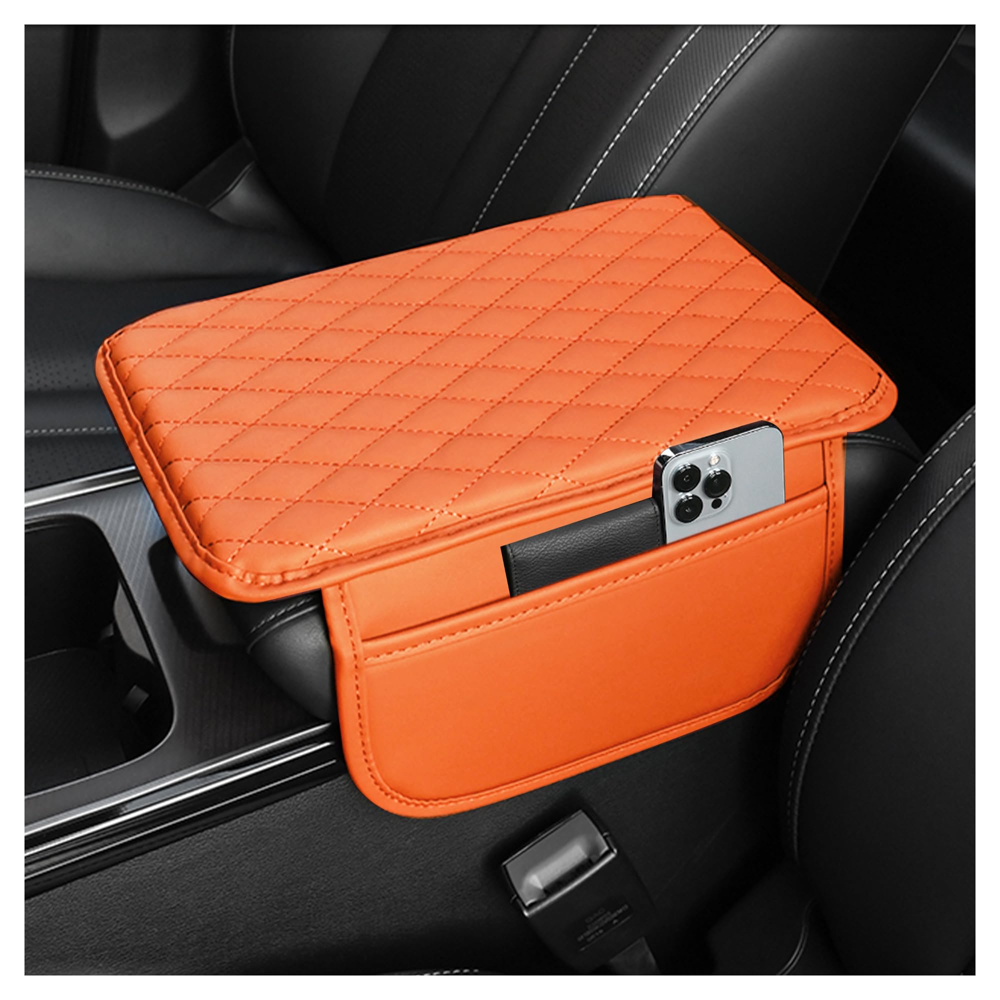 Stacool Upgraded Car Center Console Cover,Microfiber Leather Car Armrest Cover Cushion with 2 Storage Bags,Universal Car Armrest Storage Box