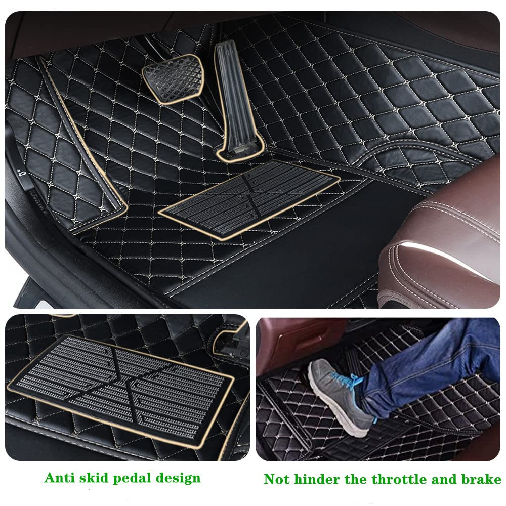 Custom Personalized Floor Mats for Cars - Luxury Full Coverage All Weather Mats, Anti-Slip Leather Mat Set, Fit for 99% of Cars, SUVs & Trucks