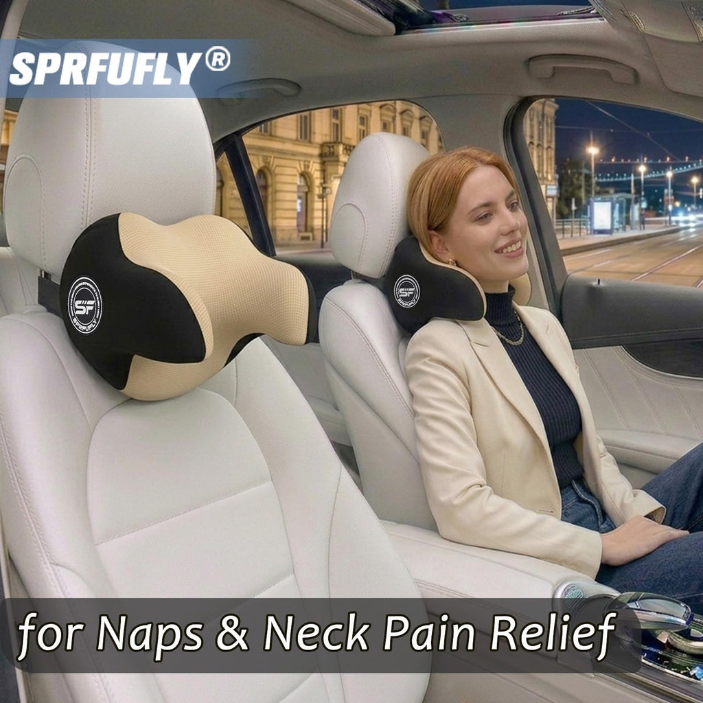 SPRFUFLY Adjustable Memory Foam Car Neck Support Pillow