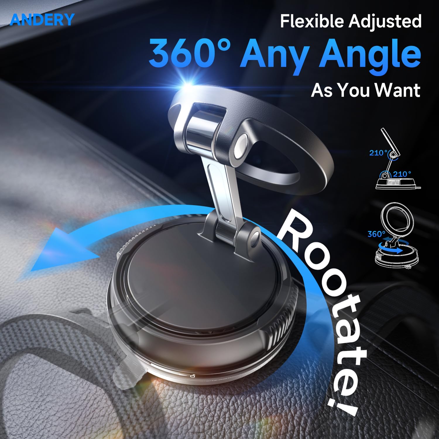 ANDERY 360° MagSafe Magnetic Car Phone Mount with Suction