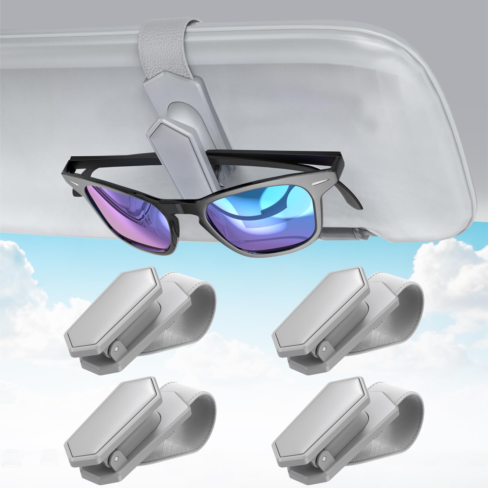 Veharvim Silicone-Padded Car Visor Sunglasses Holder