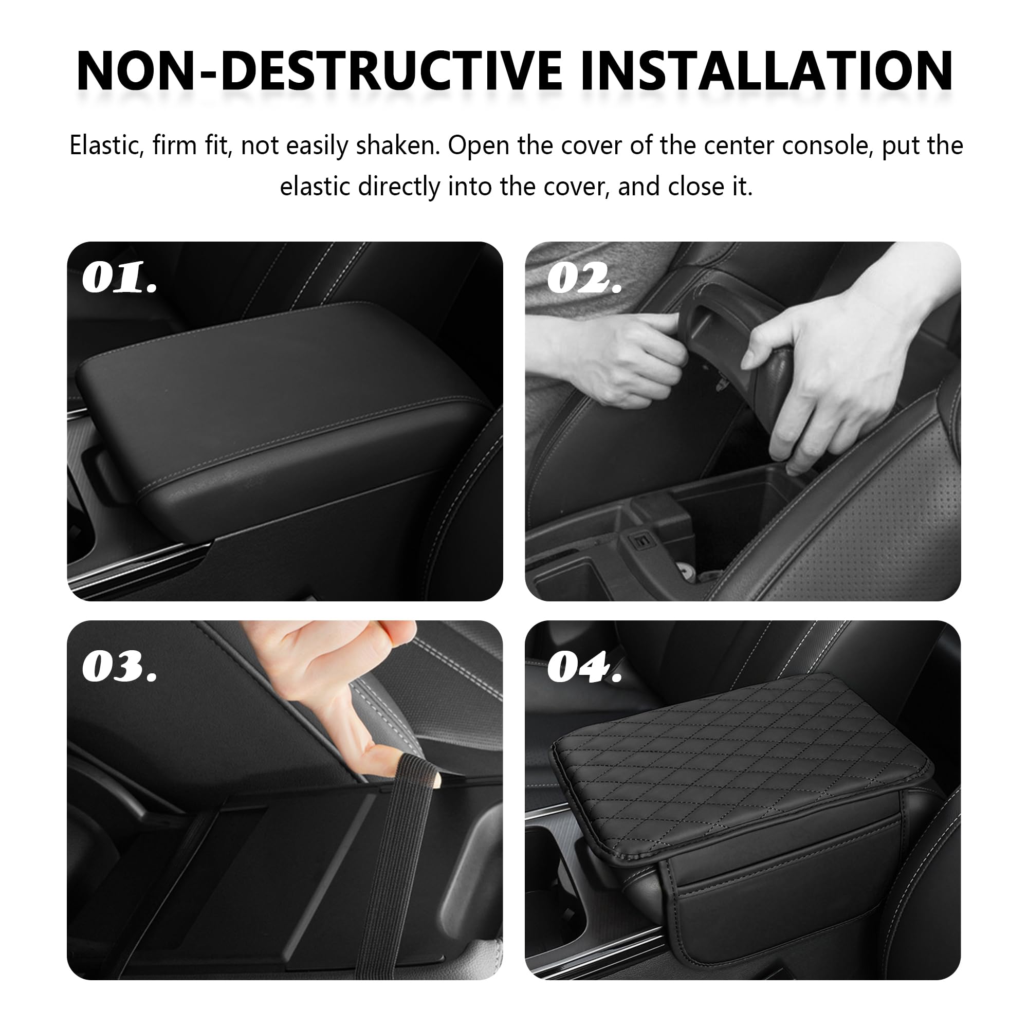 Stacool Upgraded Car Center Console Cover,Microfiber Leather Car Armrest Cover Cushion with 2 Storage Bags,Universal Car Armrest Storage Box