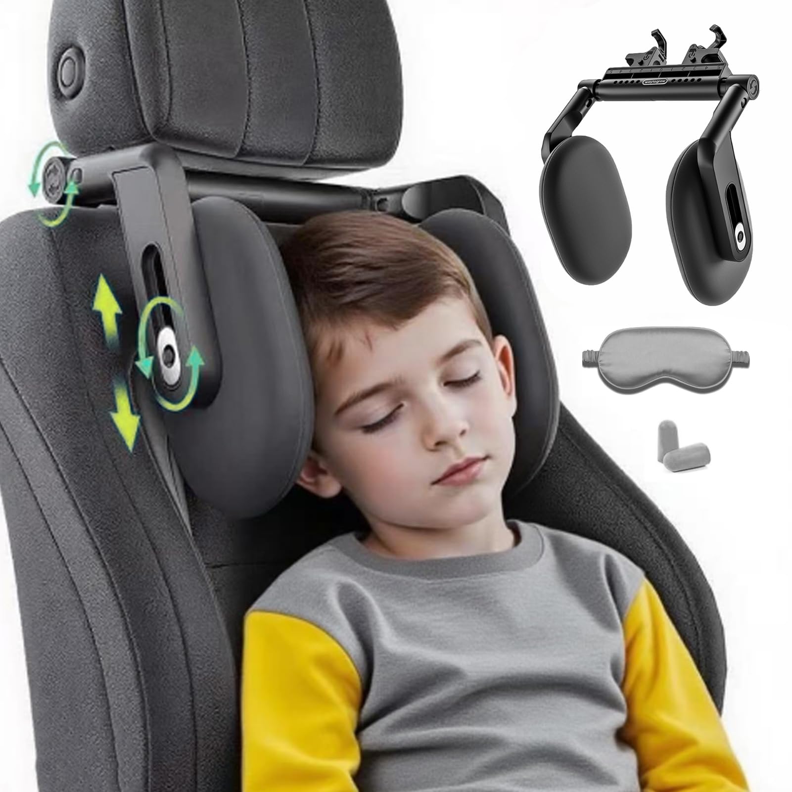 Haliwaii Adjustable Memory Foam Car Headrest Neck Pillow