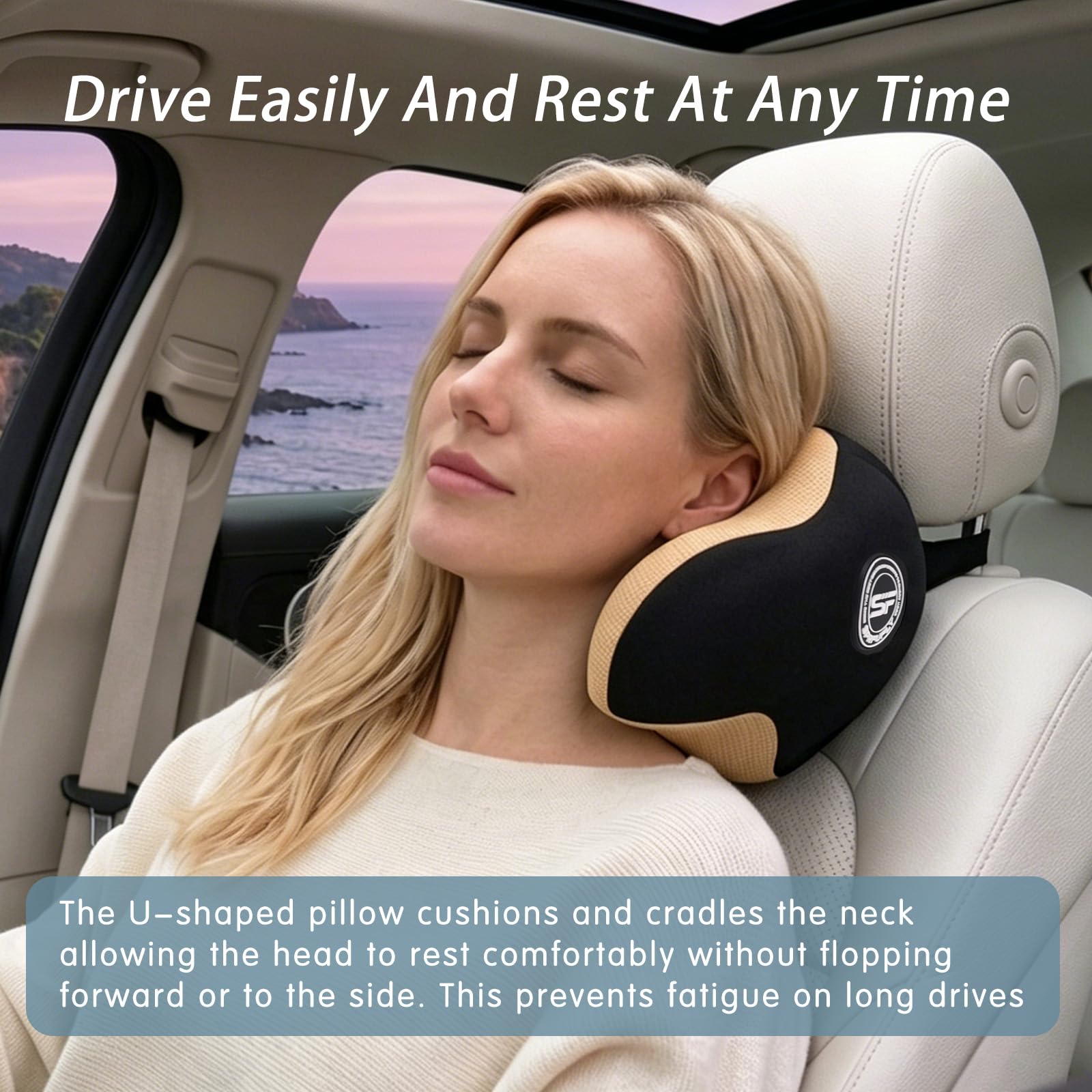 SPRFUFLY Adjustable Memory Foam Car Neck Support Pillow