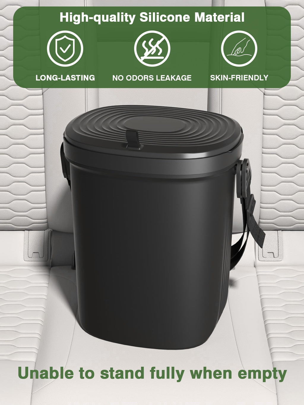 Garoopion Leakproof Hanging Silicone Car Trash Can