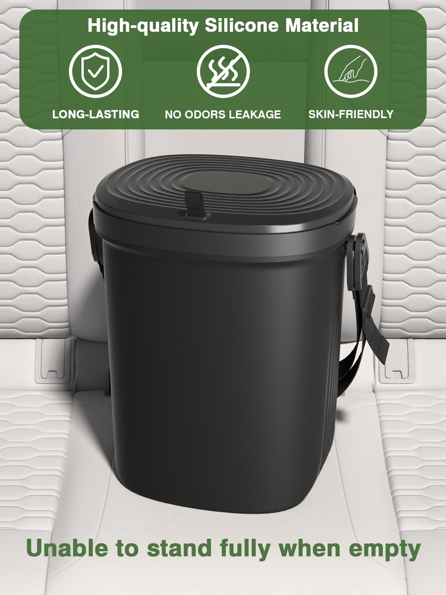 Garoopion Leakproof Hanging Silicone Car Trash Can