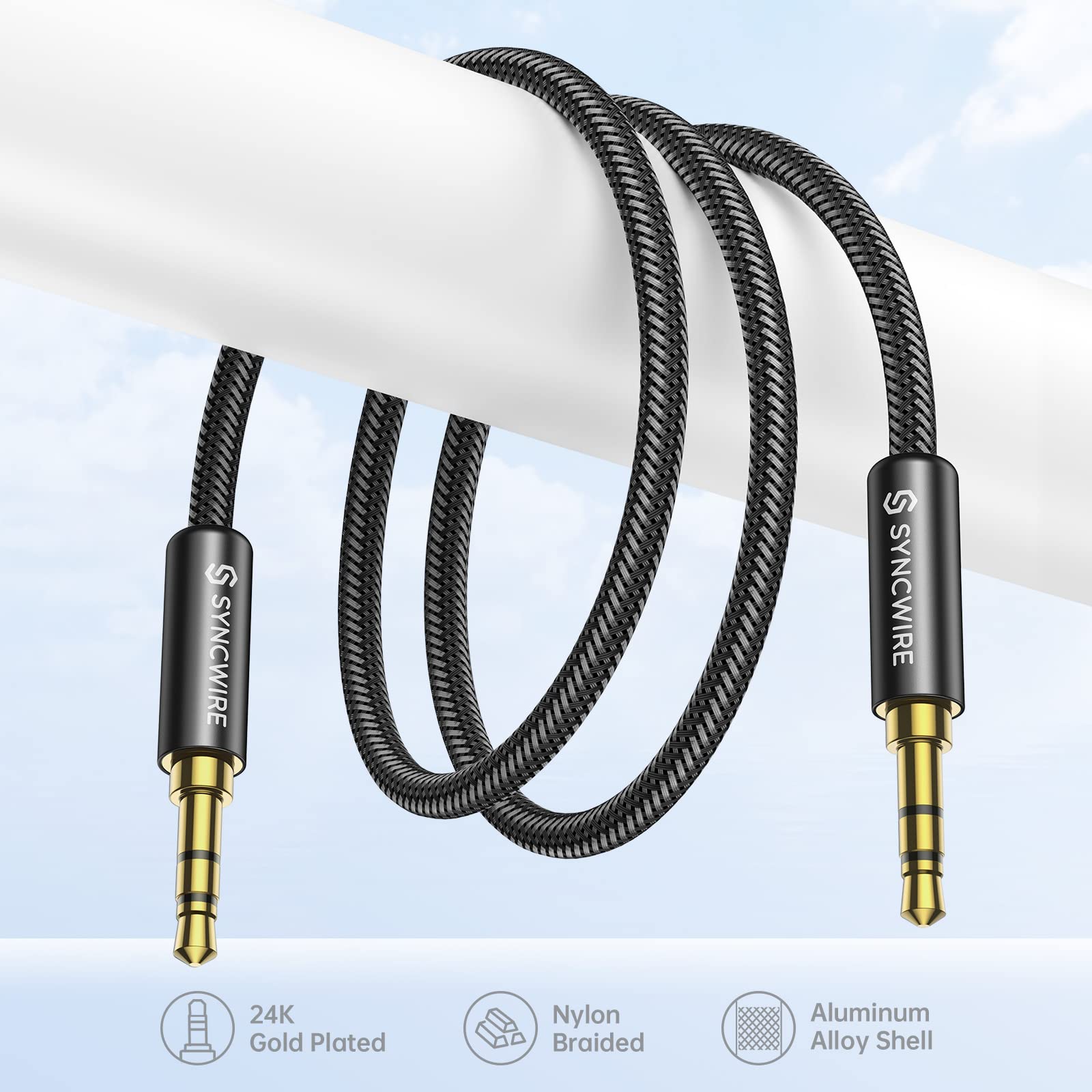 SYNCWIRE 3.5mm Nylon-Braided Auxiliary Audio Cable