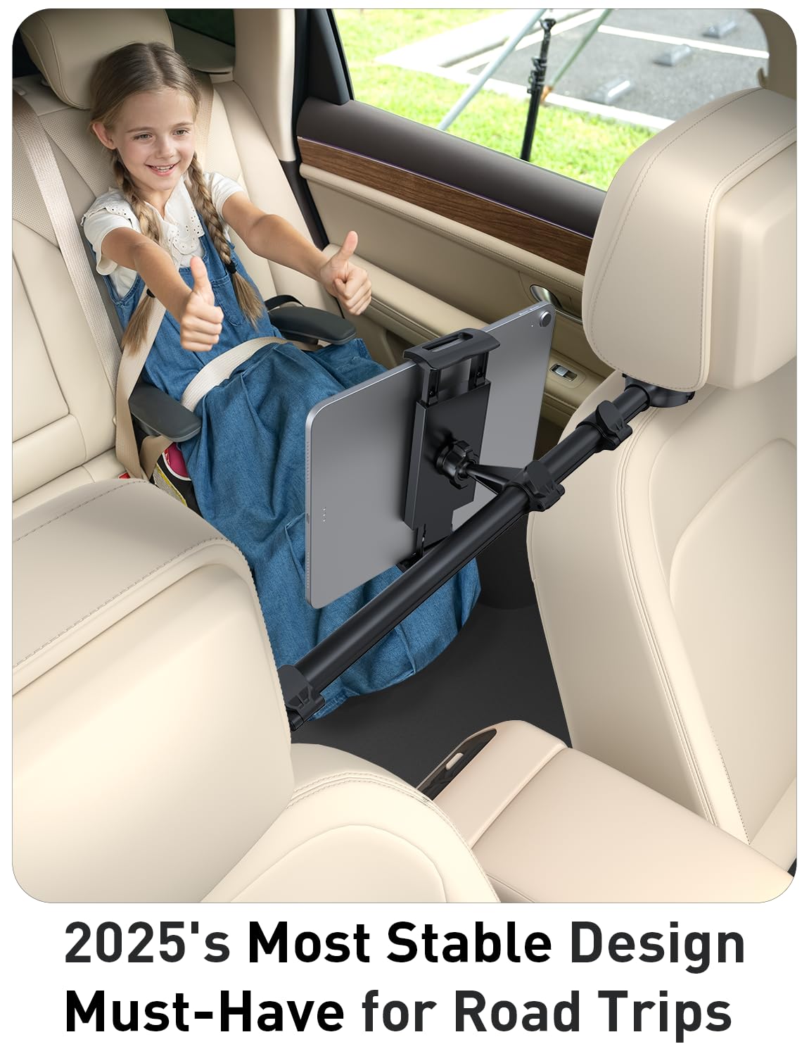 Tryone Adjustable Front & Rear Car Headrest Tablet Mount