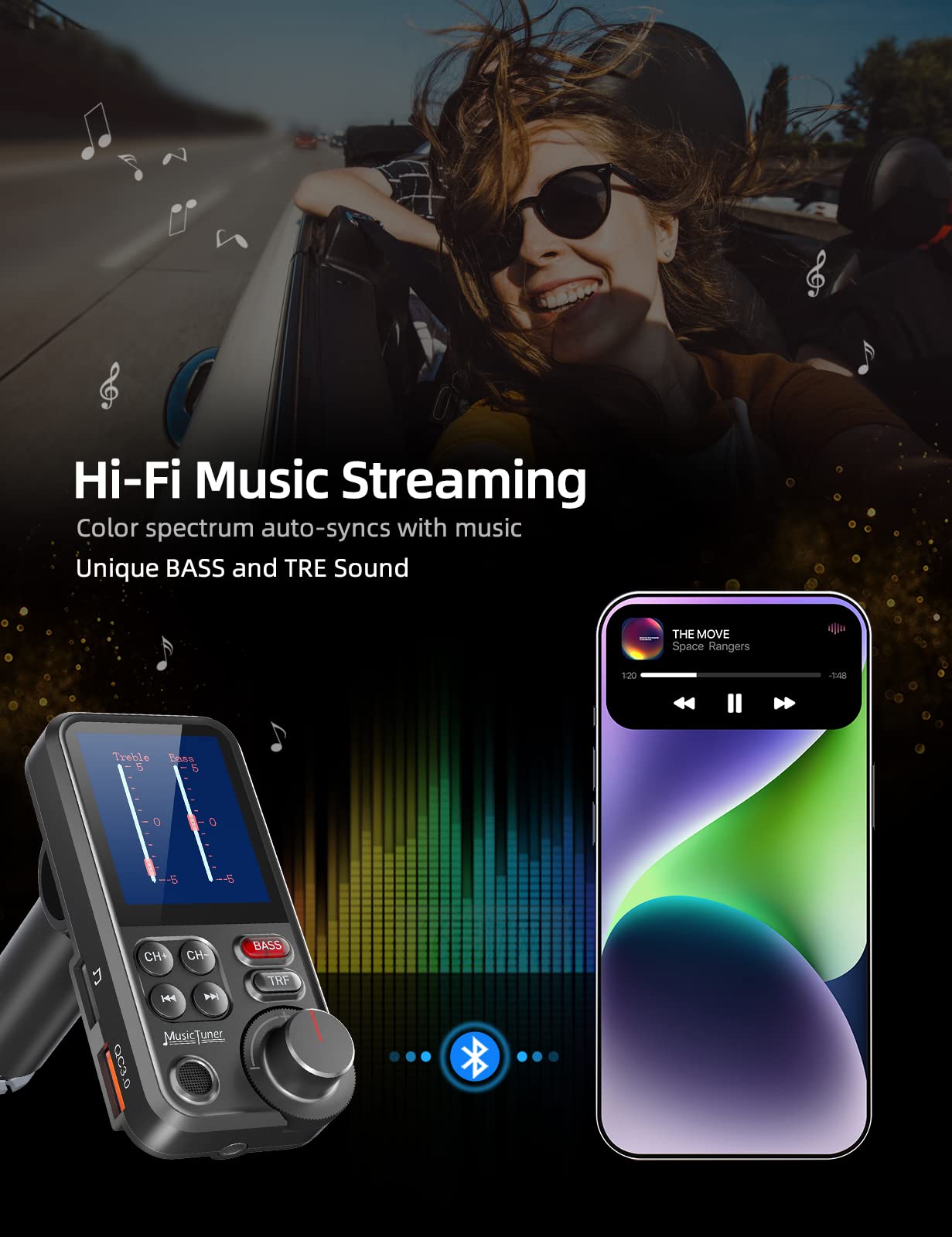 Nulaxy KM30 Bluetooth FM Transmitter with 1.8-Inch Display