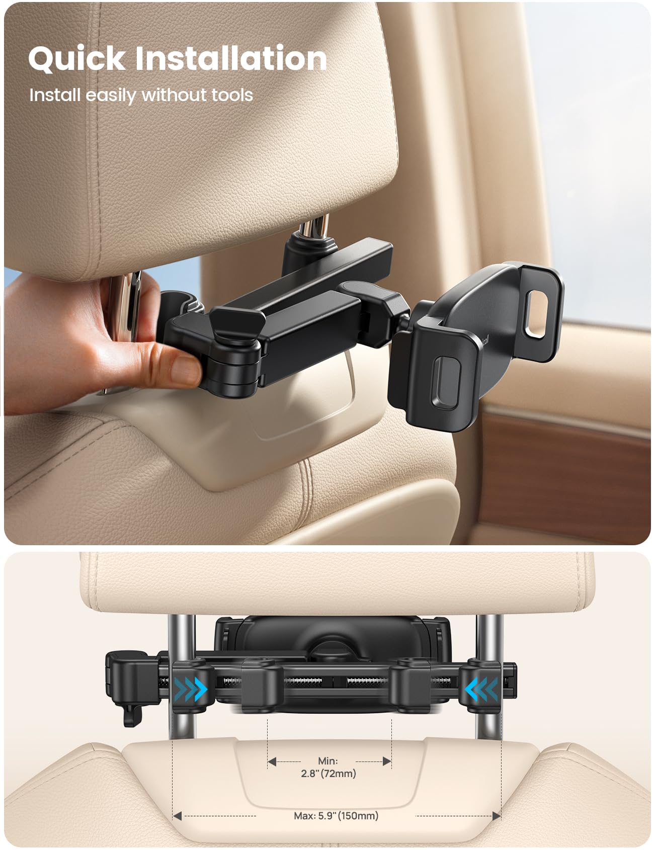 Lamicall 3-in-1 Extendable Backseat Tablet Headrest Mount
