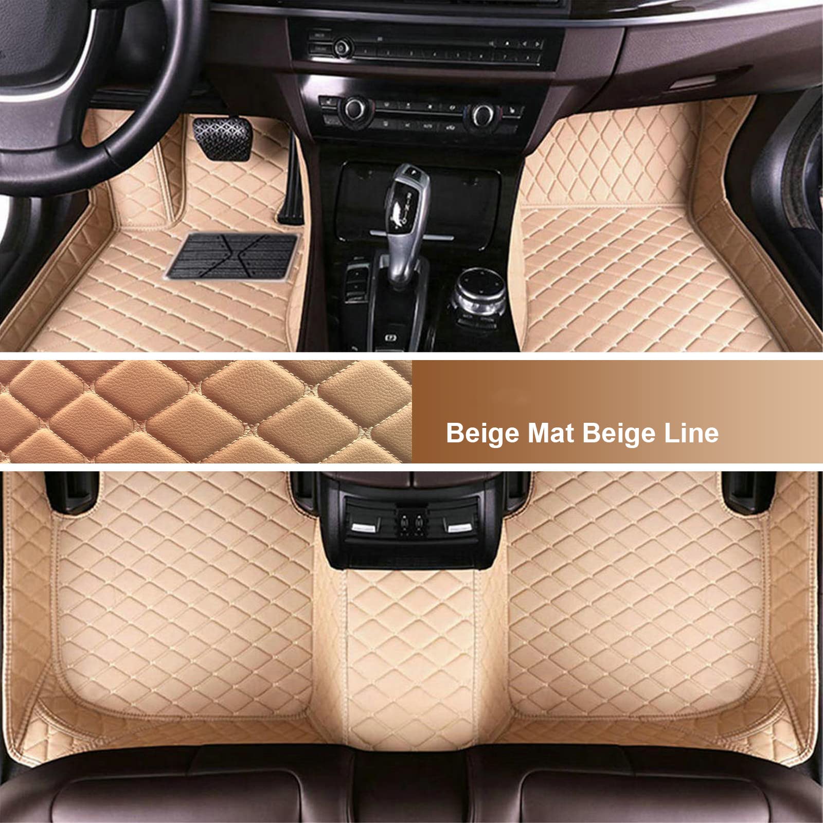 Custom Personalized Floor Mats for Cars - Luxury Full Coverage All Weather Mats, Anti-Slip Leather Mat Set, Fit for 99% of Cars, SUVs & Trucks