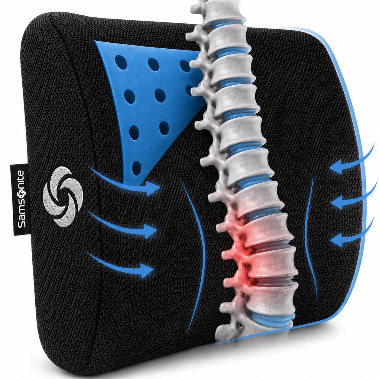 Samsonite Memory Foam Lumbar Support Pillow for Car Seats