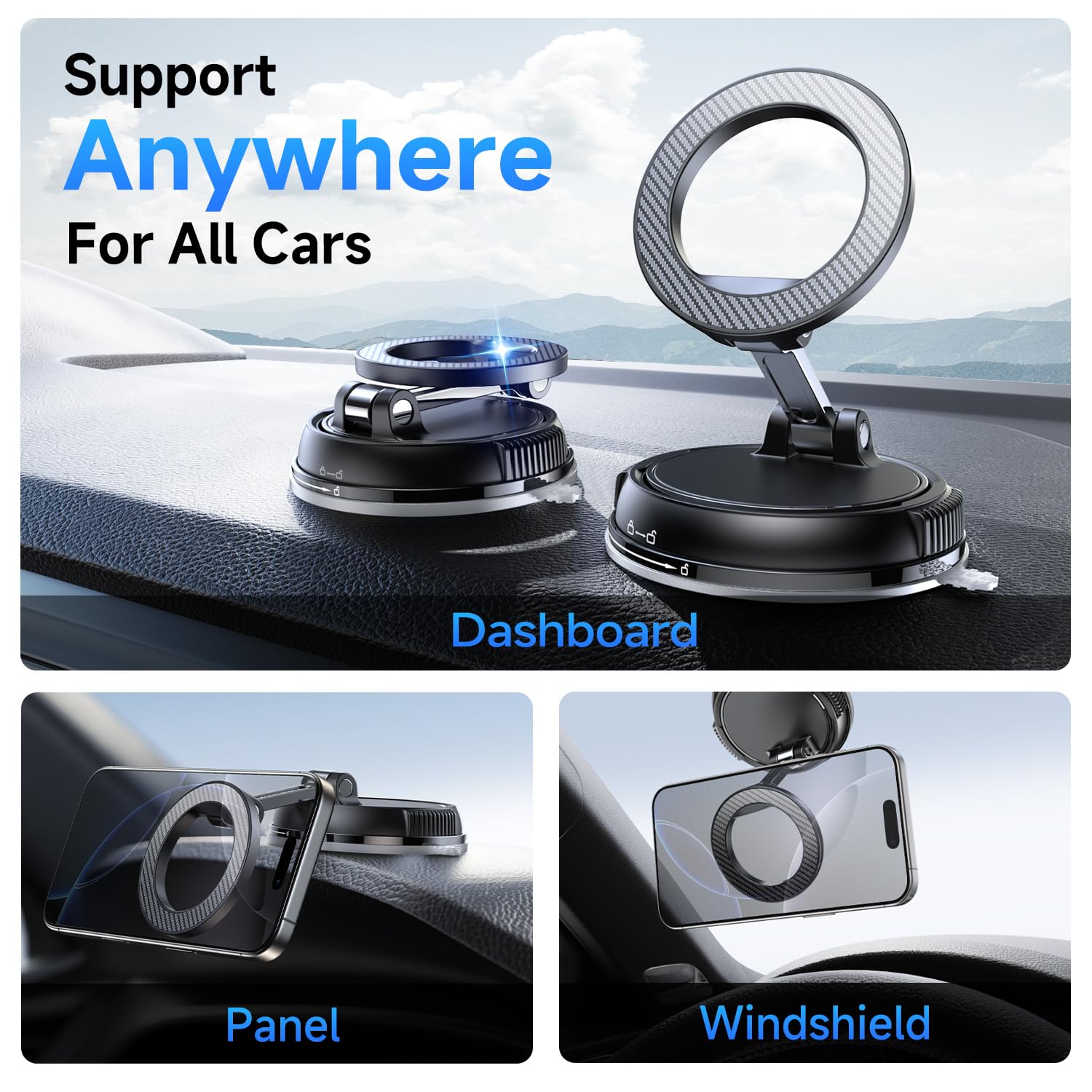 ANDERY 360° MagSafe Magnetic Car Phone Mount with Suction