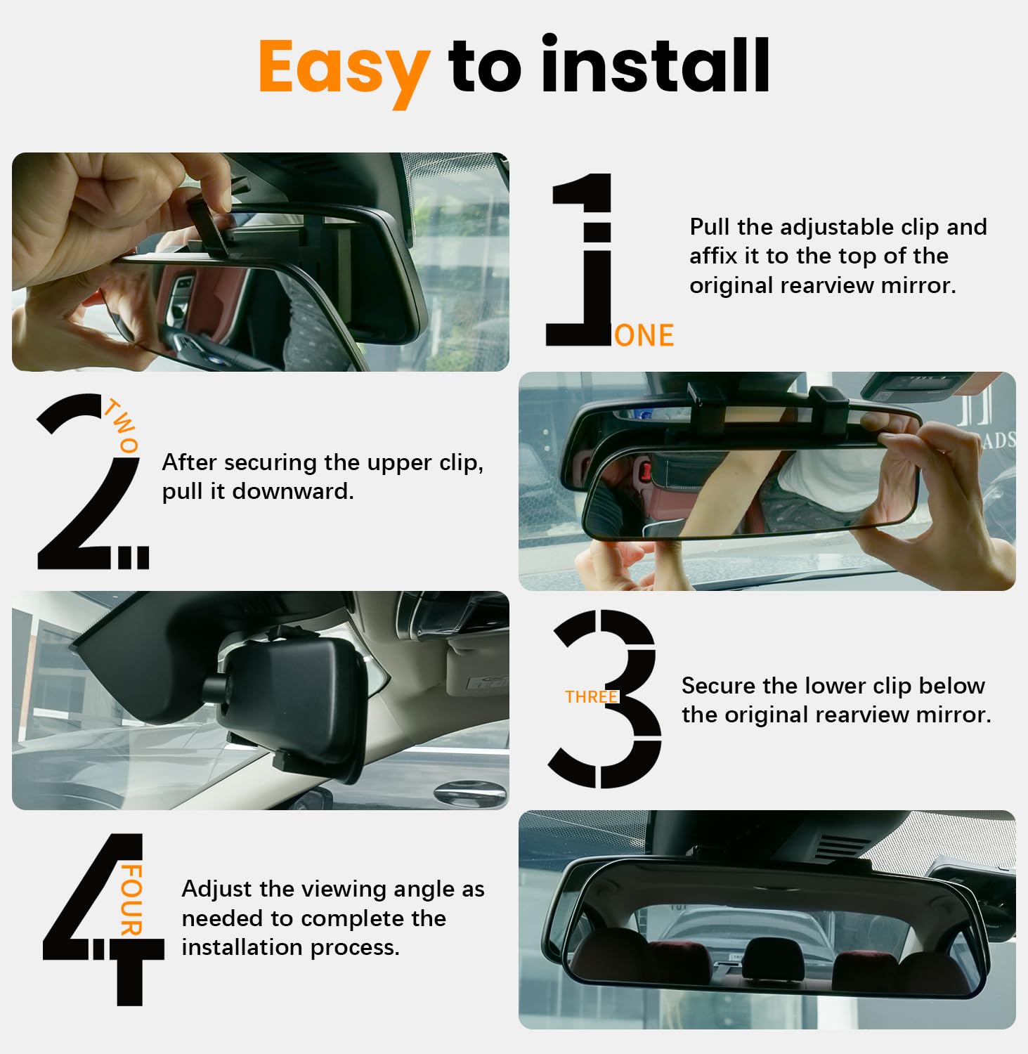 HmmtyRack Oblong Wide-Angle Rearview Mirror for Cars