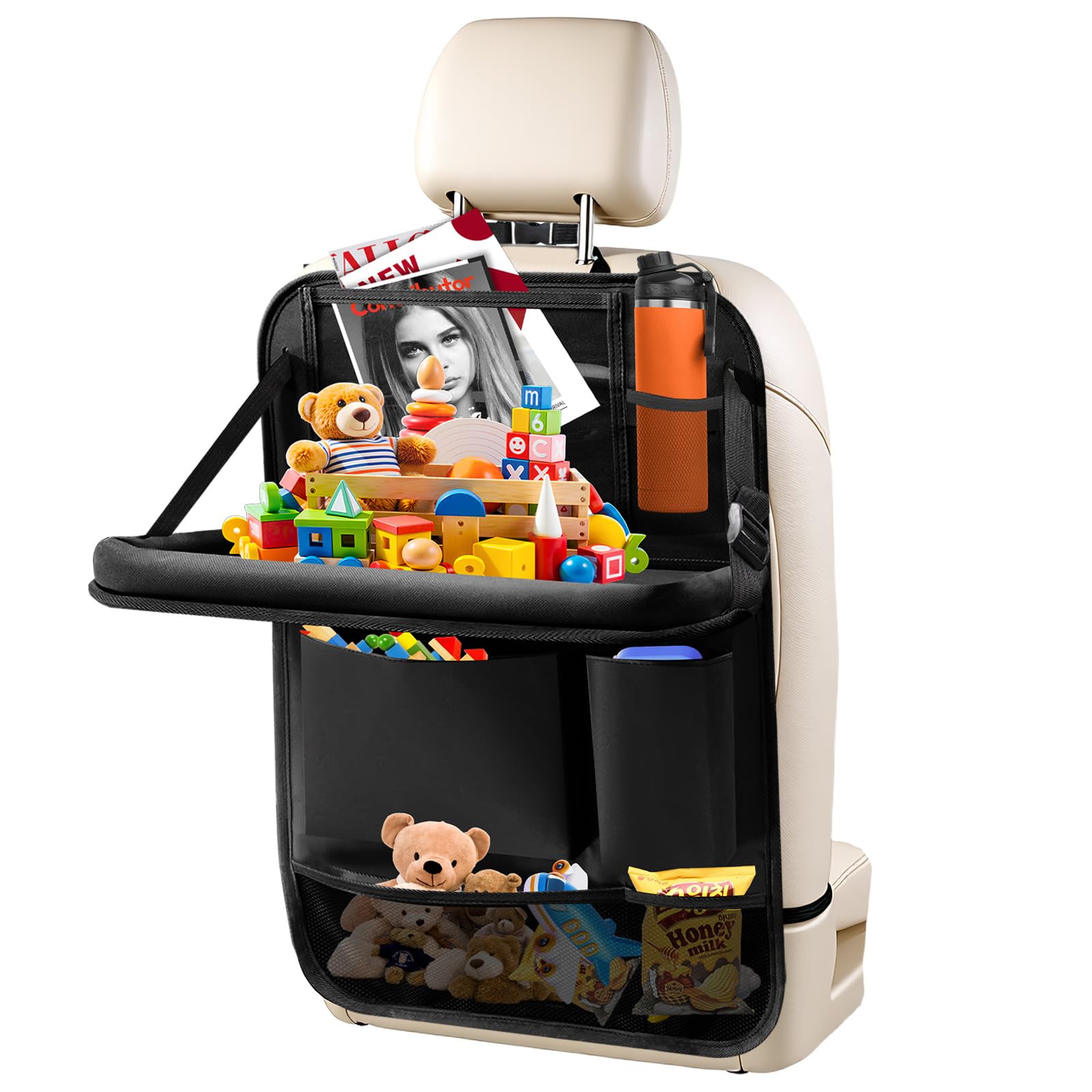 Zecirl 2-Pack Backseat Organizers with Foldable Tray