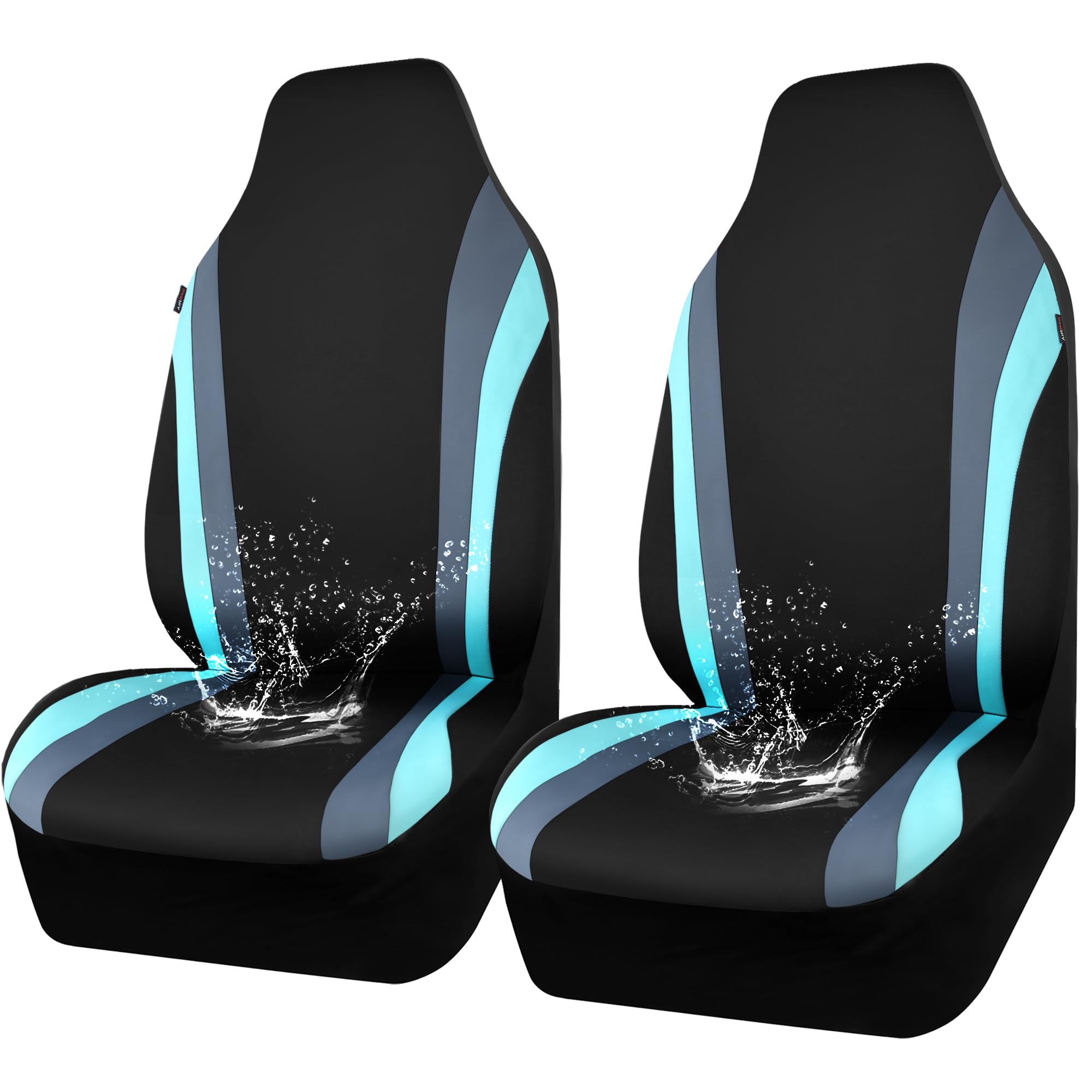 CAR PASS AquaShield Line Rider Car Seat Covers for Front Seats Only, Waterproof Seat Covers for Cars, Neoprene Two Front High Back Bucket Seat Cover Set
