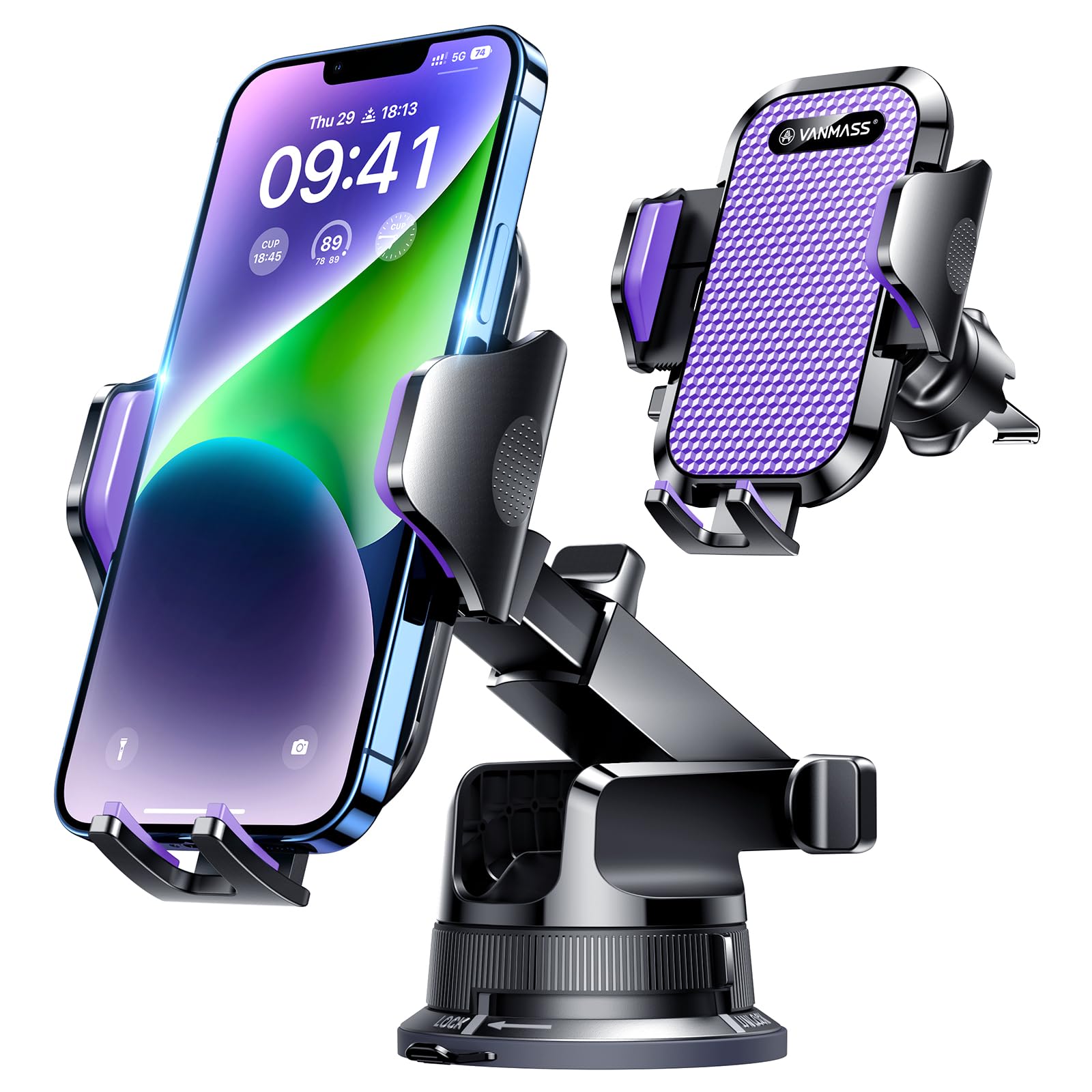 VANMASS Military-Grade Suction Car Phone Mount