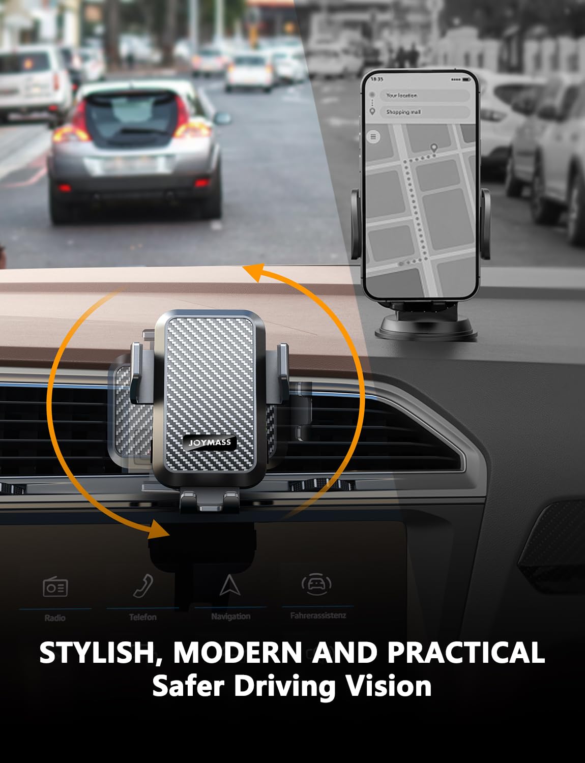 JOYMASS 15W Auto-Clamping Wireless Car Charger Mount