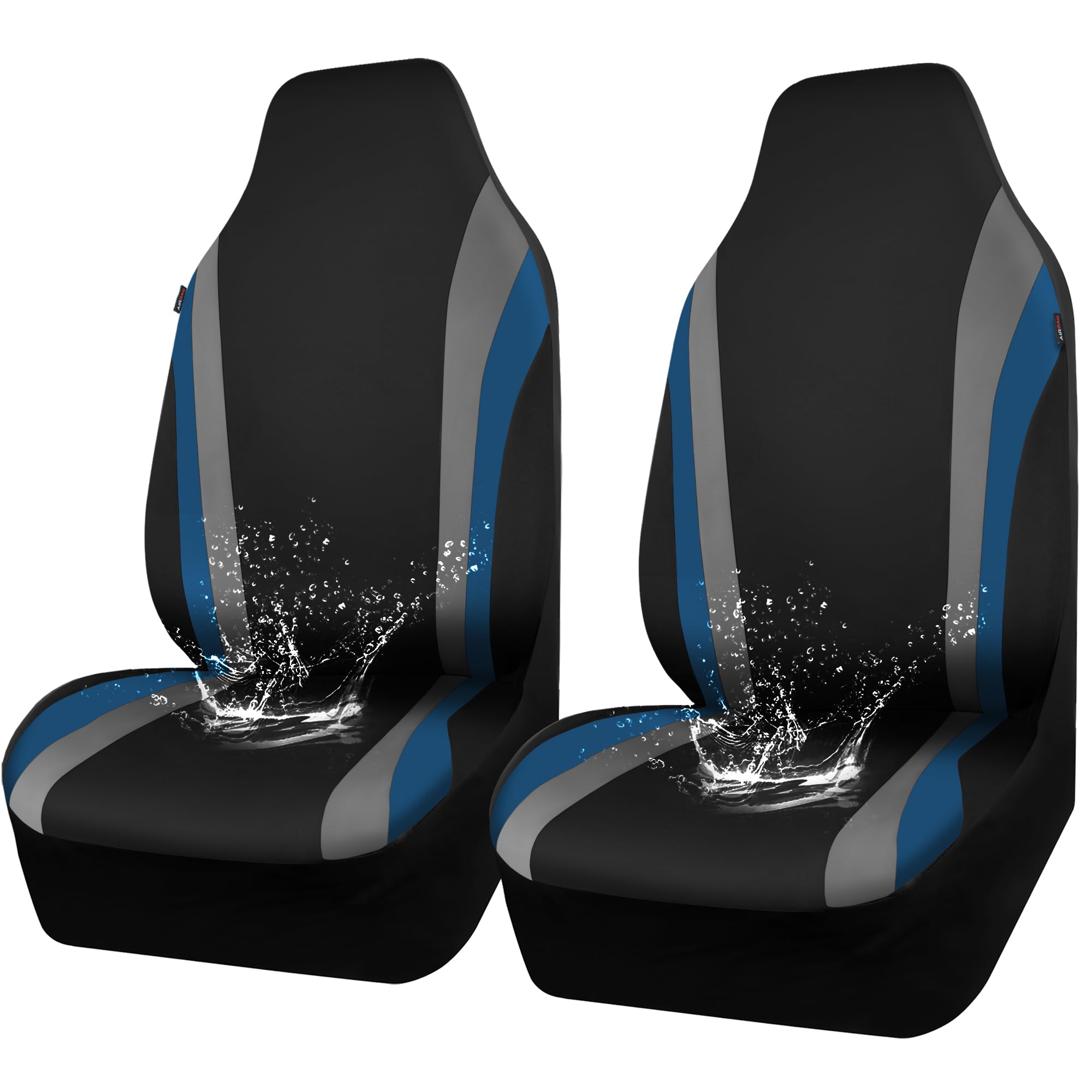 CAR PASS AquaShield Line Rider Car Seat Covers for Front Seats Only, Waterproof Seat Covers for Cars, Neoprene Two Front High Back Bucket Seat Cover Set