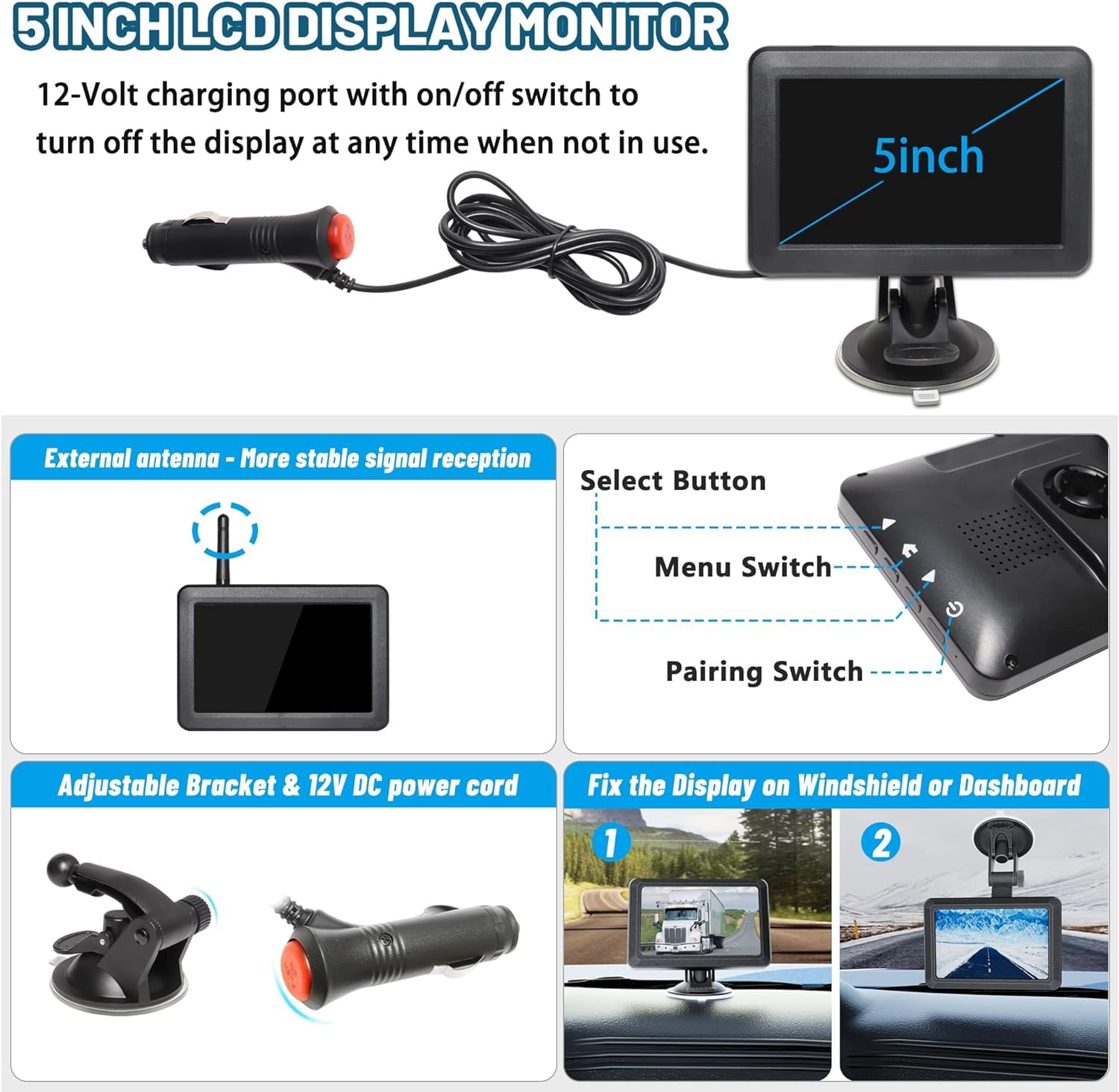 EWAY Dual 1080P Magnetic Wireless Backup Camera System