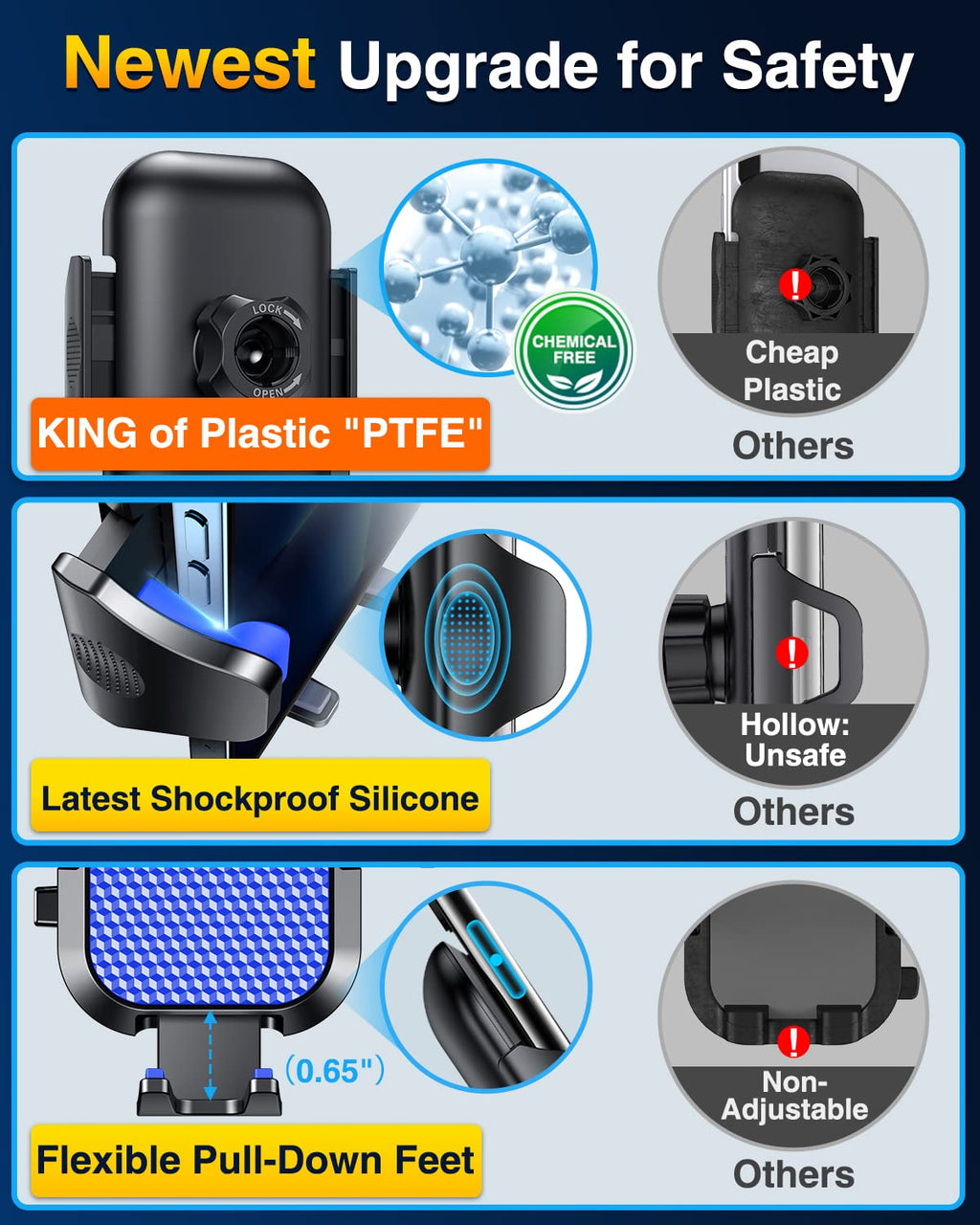 VANMASS Military-Grade Suction Car Phone Mount