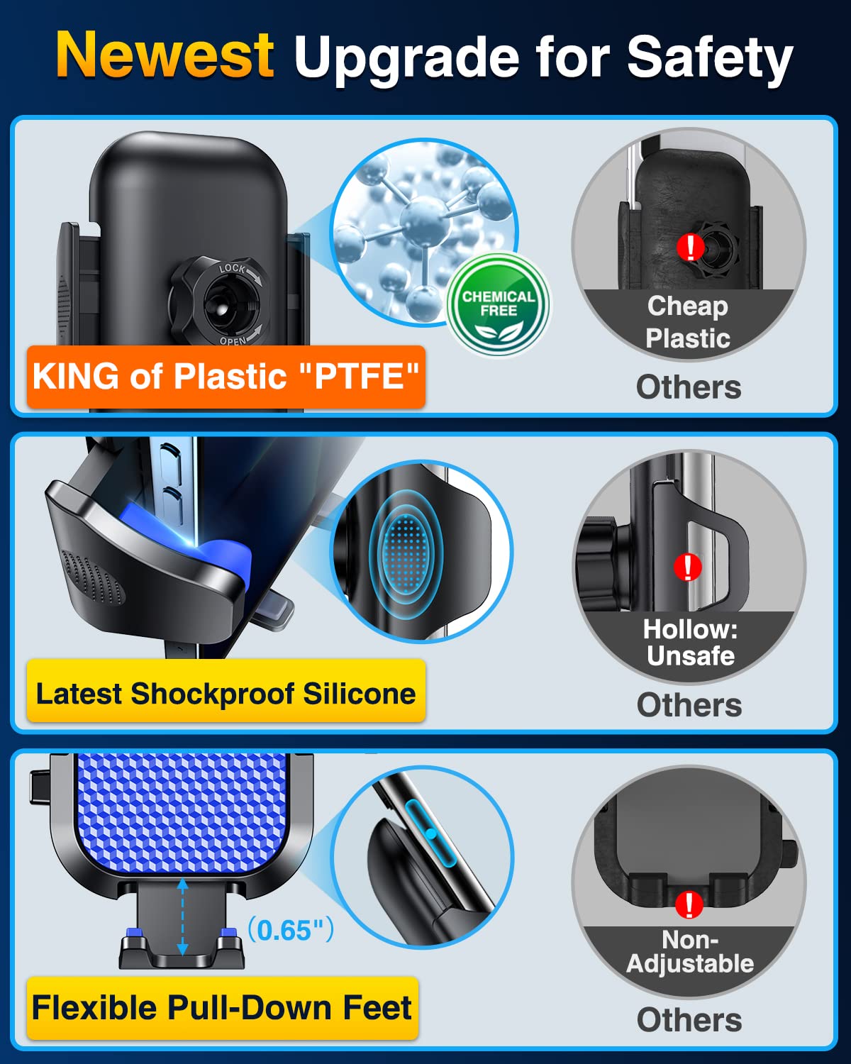 VANMASS Military-Grade Suction Car Phone Mount