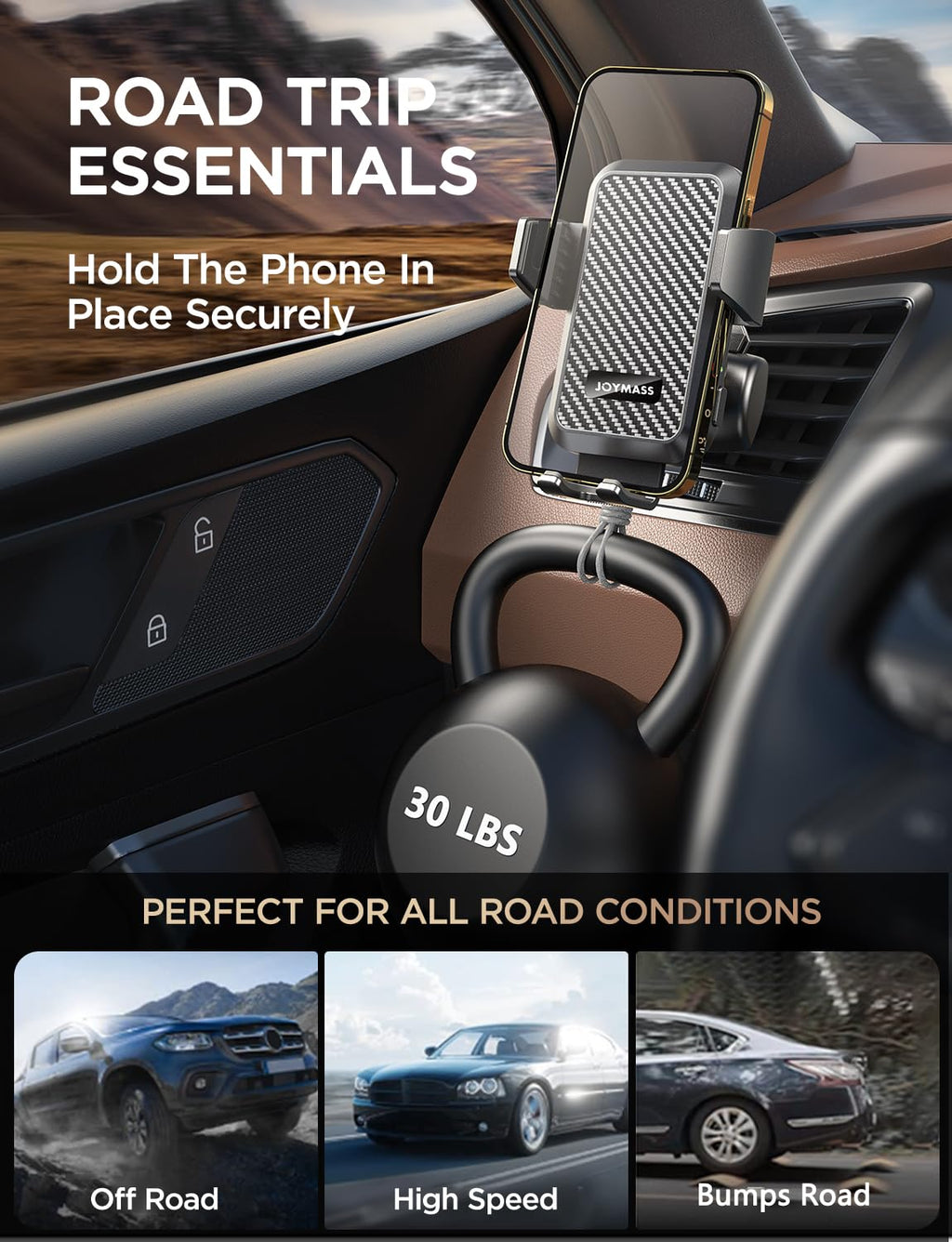 JOYMASS 15W Auto-Clamping Wireless Car Charger Mount