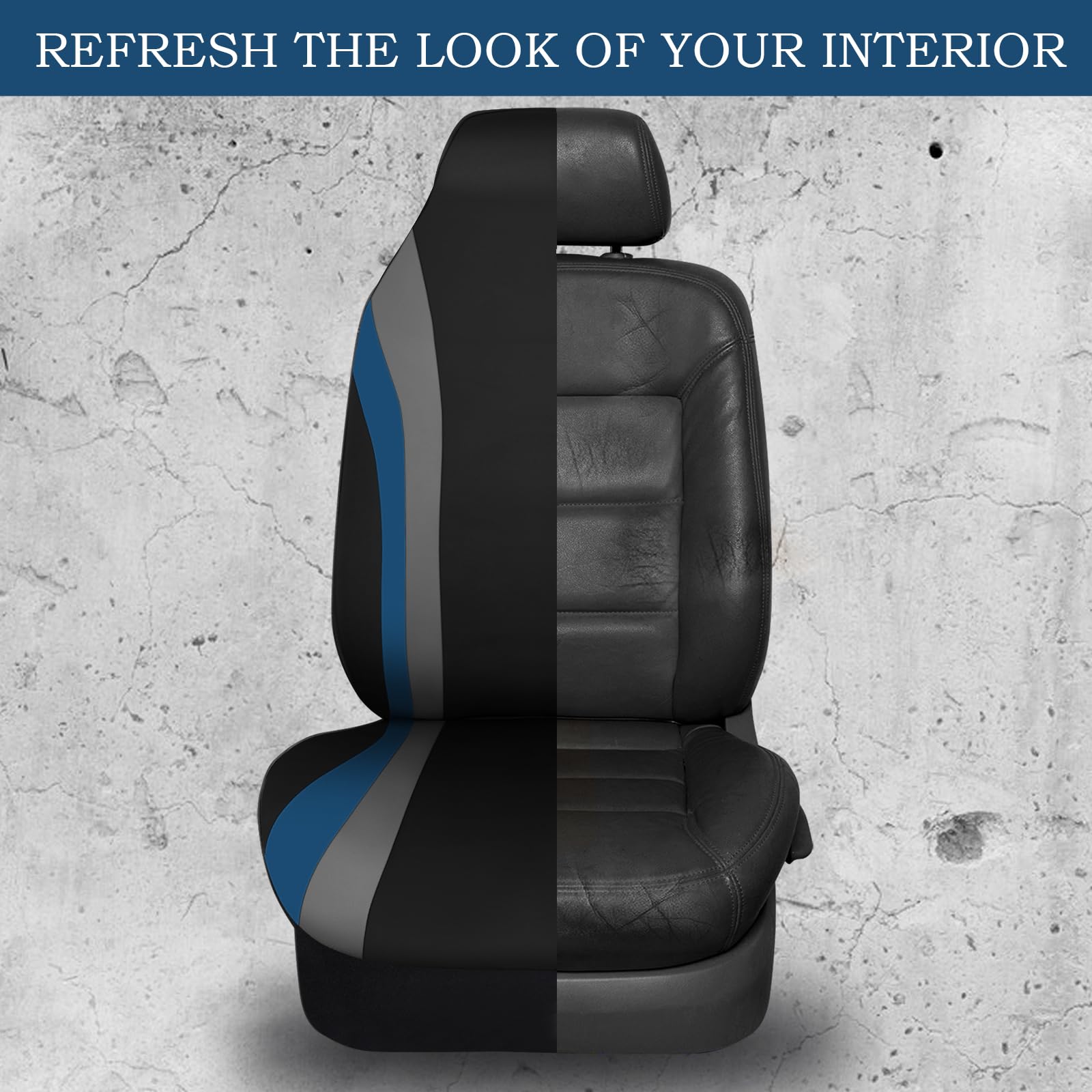 CAR PASS AquaShield Line Rider Car Seat Covers for Front Seats Only, Waterproof Seat Covers for Cars, Neoprene Two Front High Back Bucket Seat Cover Set