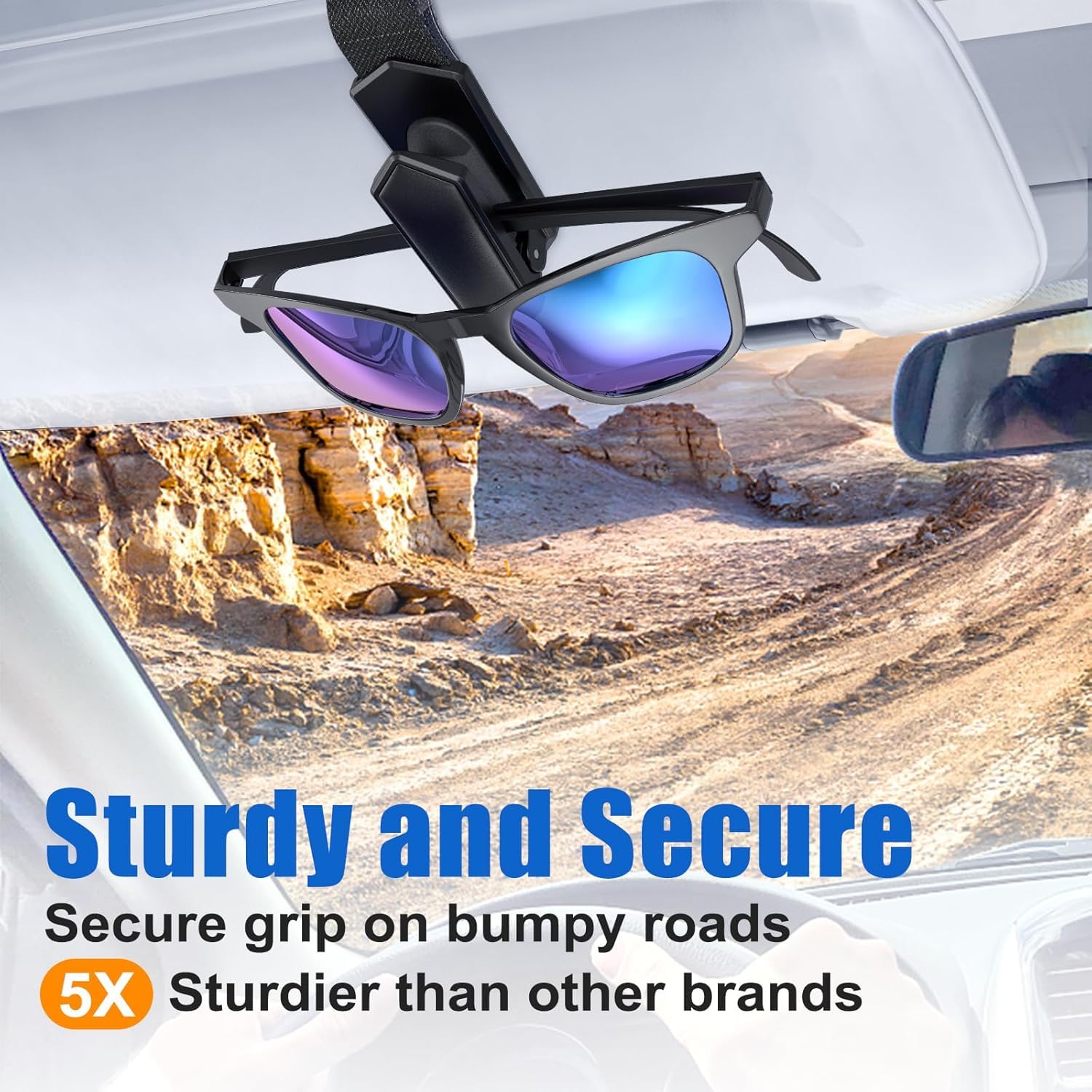 Veharvim Silicone-Padded Car Visor Sunglasses Holder